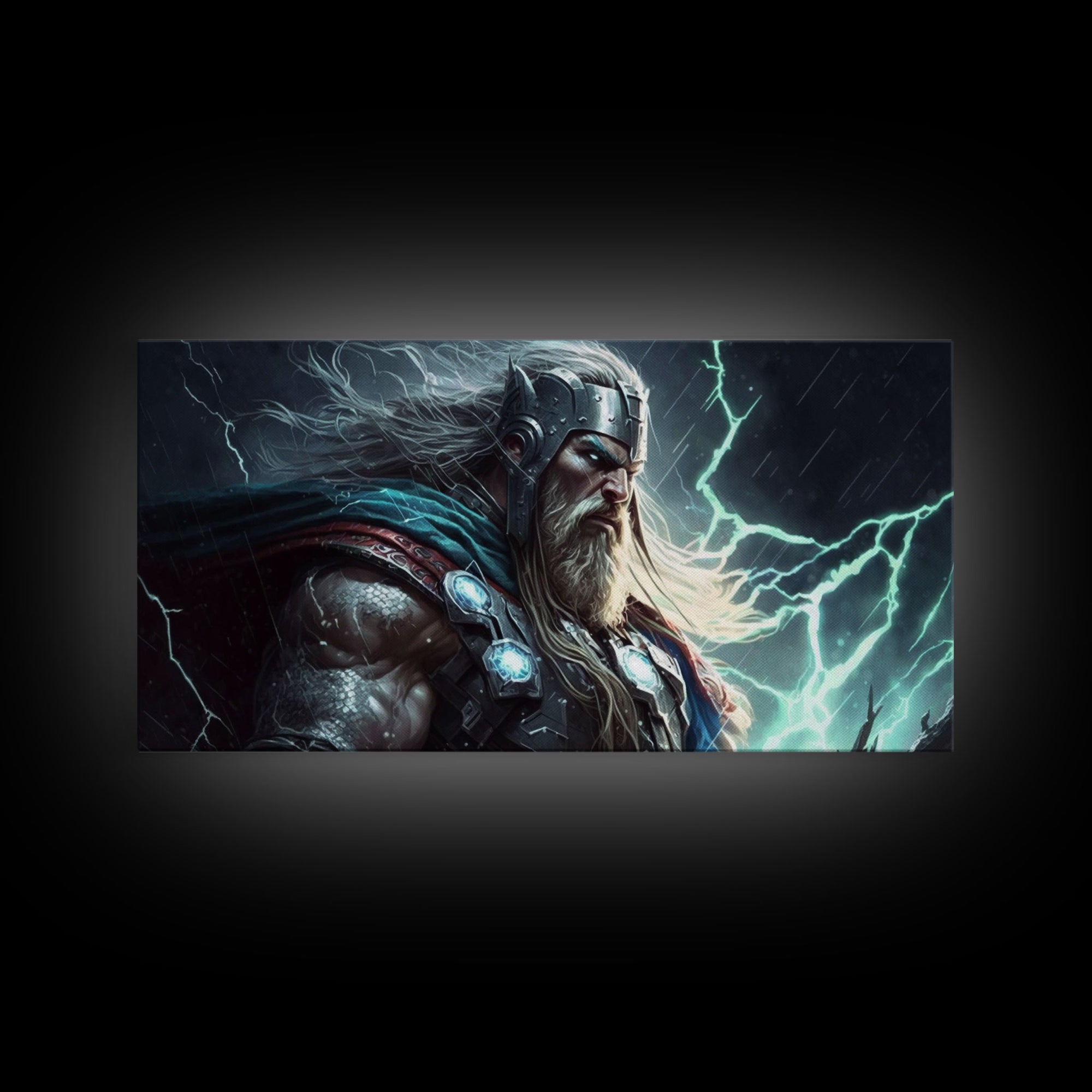 Thor God of Thunder, Framed Canvas Print, Norse Mythology Art,  Fantasy Art