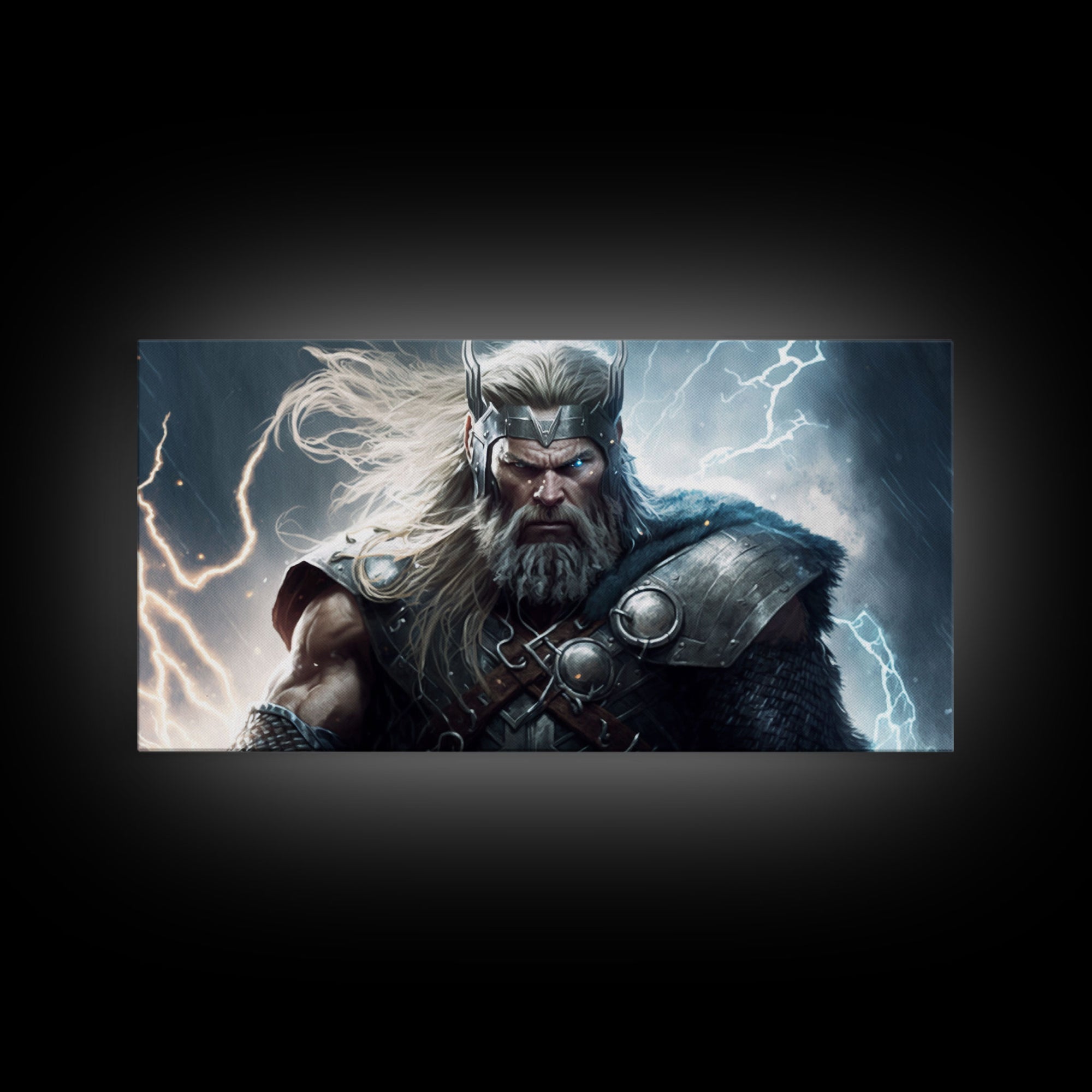 Thor Art, God of Thunder, Framed Canvas Print, Norse Mythology Art,  Fantasy Art