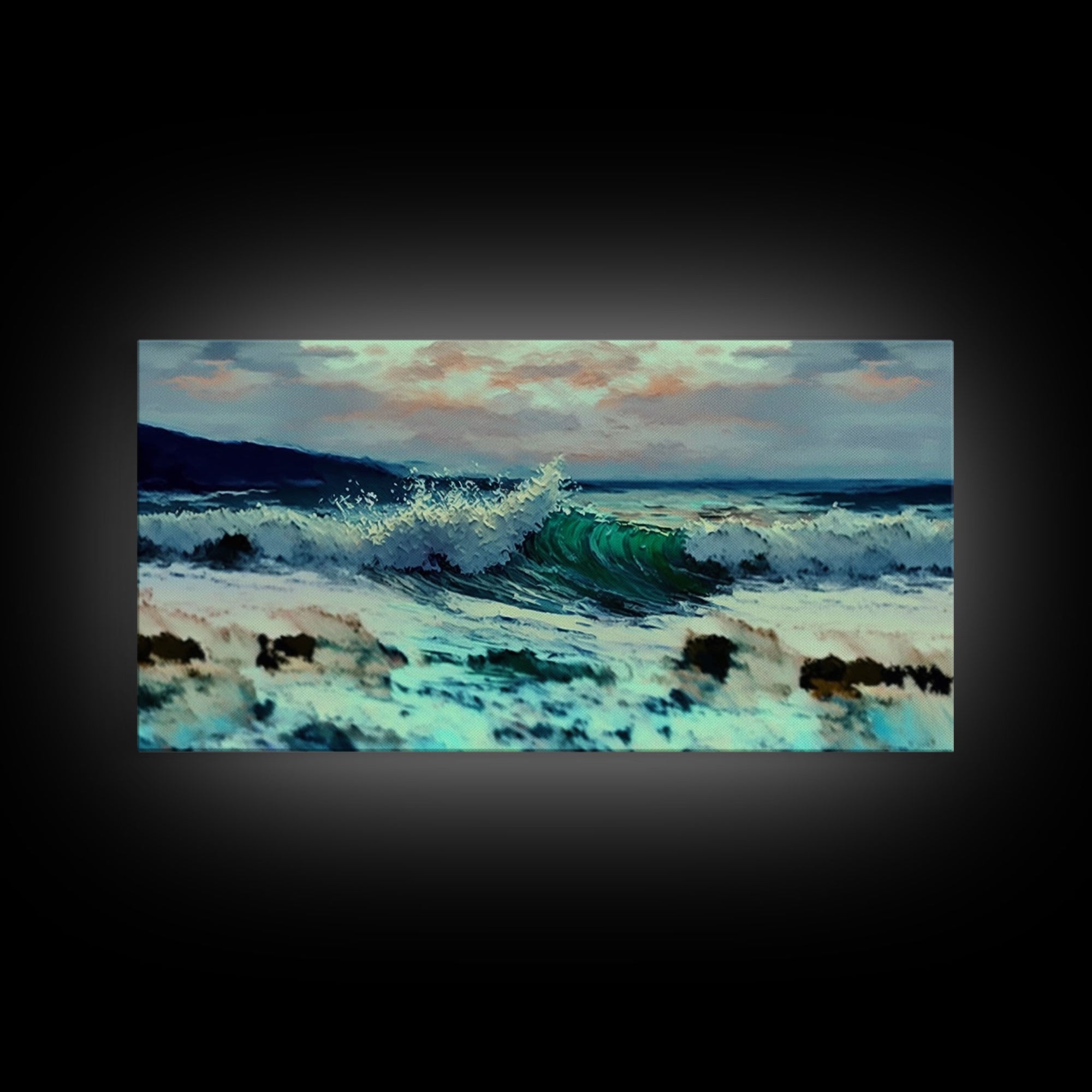 Wave, Ocean Wall Art, Impressionist Oil Painting On Canvas, Ready To Hang Large Landscape Canvas Wall Art Print With Or Without Wood Frame