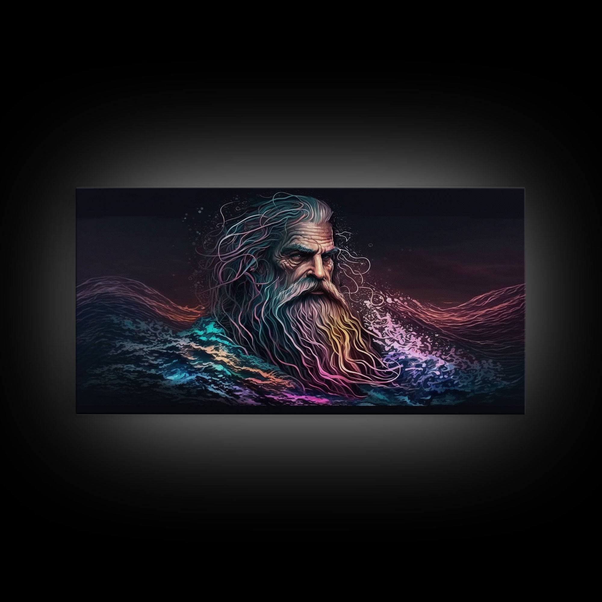 Aegir, God Of The Sea, Framed Canvas Print, Norse Mythology, Norse Art, Living Room Wall Art