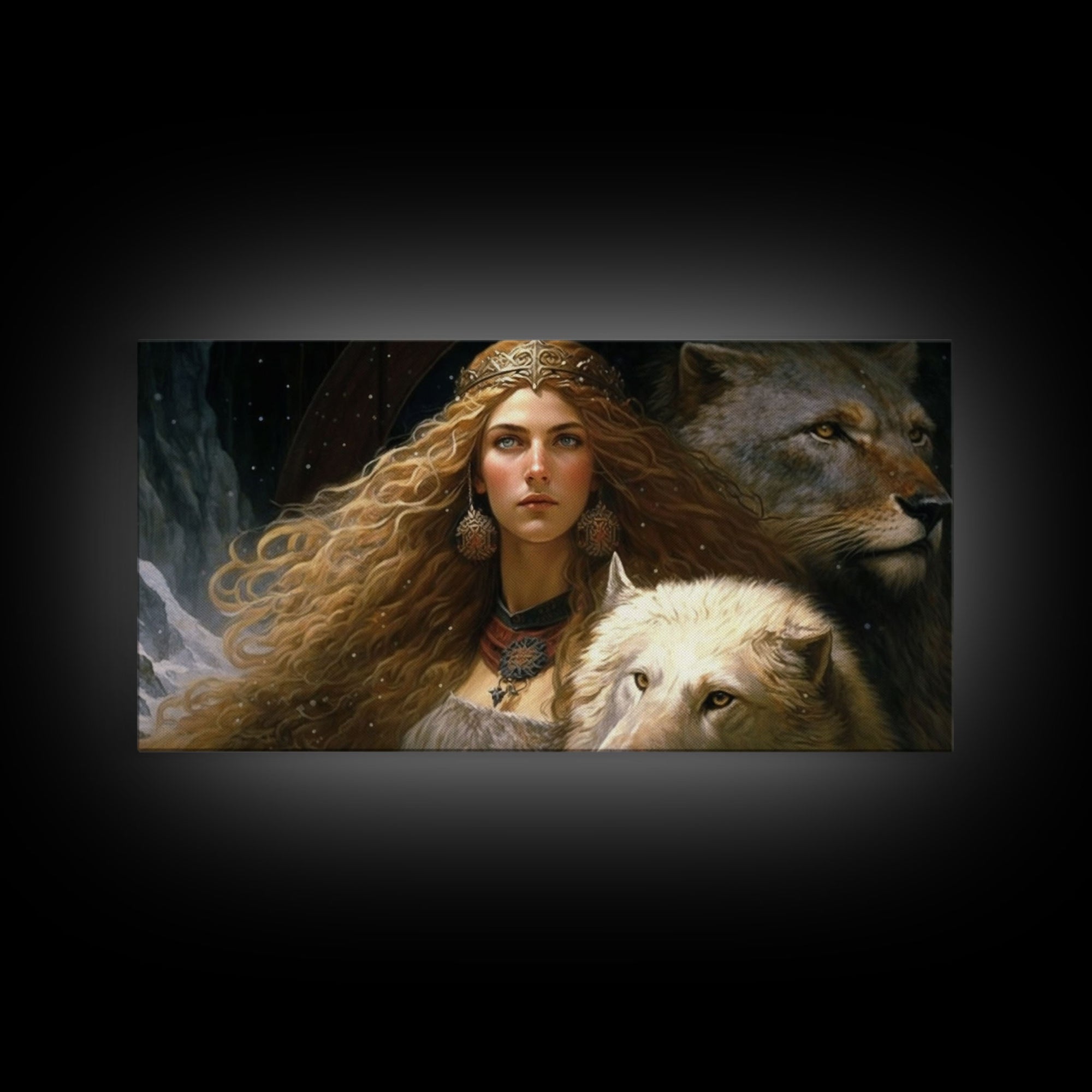 Lady Freya, Nordic / Norse Mythology Art, Framed Canvas Print, Norse Goddess of Love and Fertility