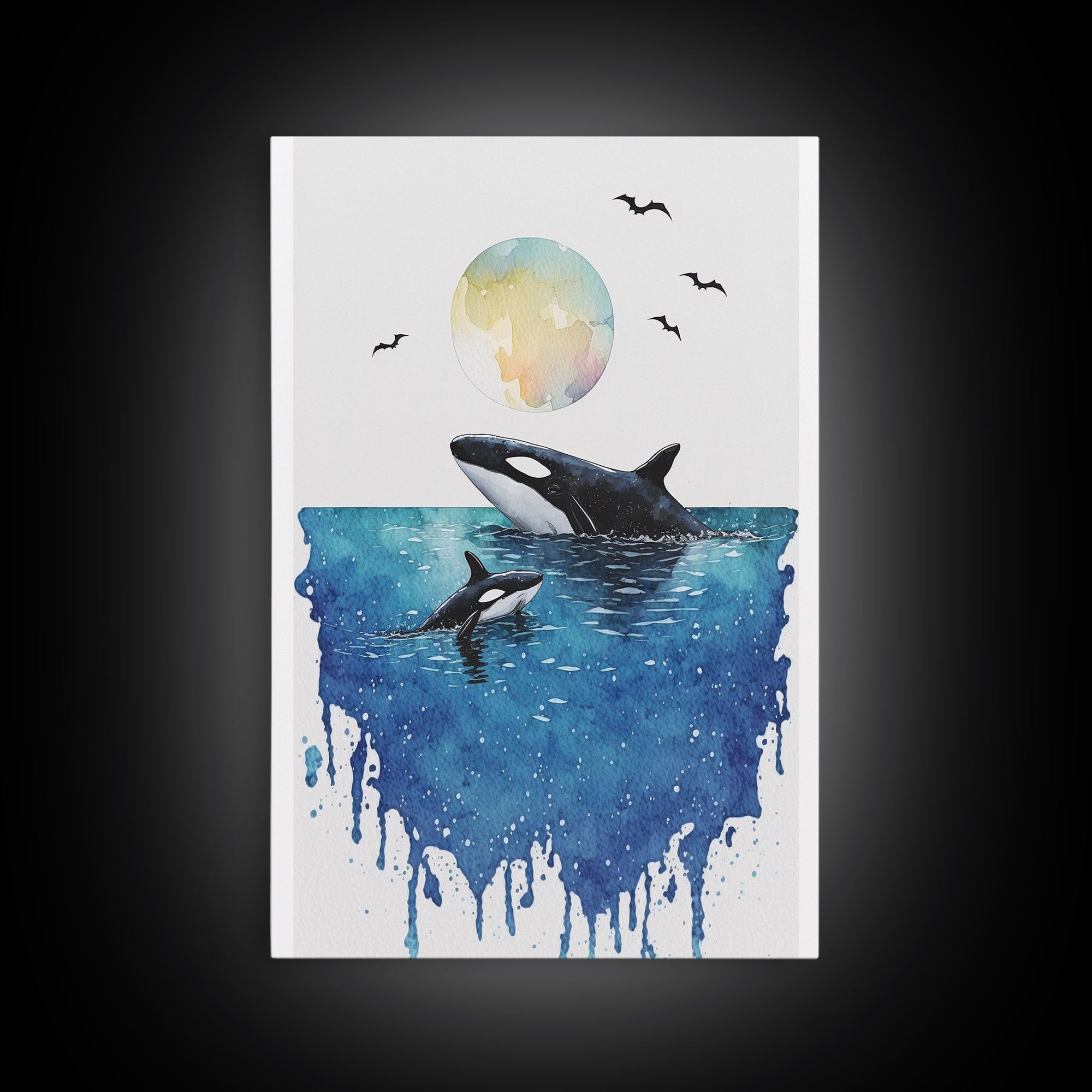 Watercolor Orca Painting - Killer Whales - Whale Nursery, Whale Art, Whale Print, Orca Whale, Beach Decor, Watercolor Animal Prints