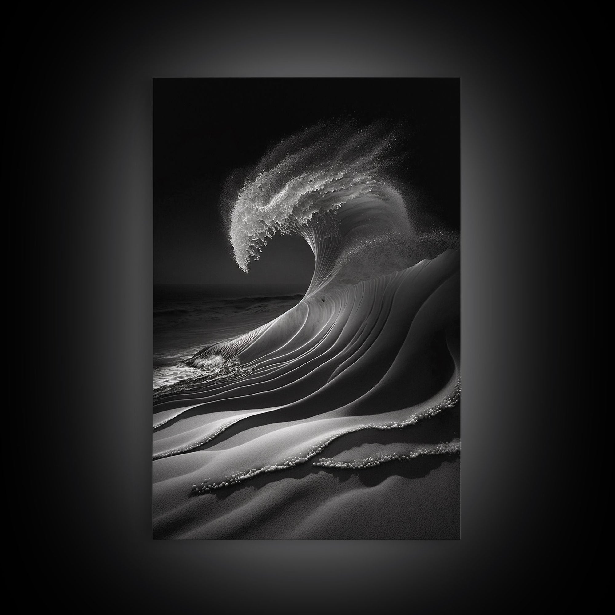 Surf Canvas California Wall Art Black and White Ocean Print Beach Framed Wall Art Surfing Print, Wall Art Beach Decor, Coastal Decor