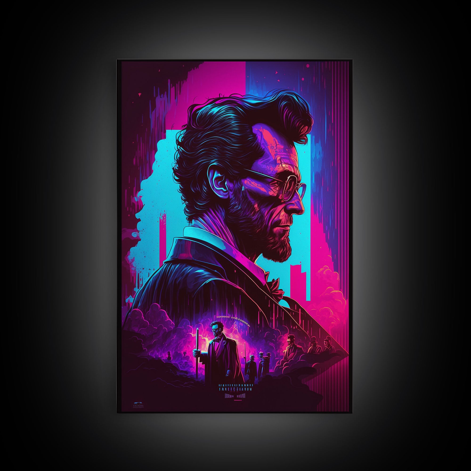 Synthwave Abraham Lincoln, Wall Art, Punk Rock Lincoln, Vampire Hunter, Goth Art, Retro Vibes Wall Art