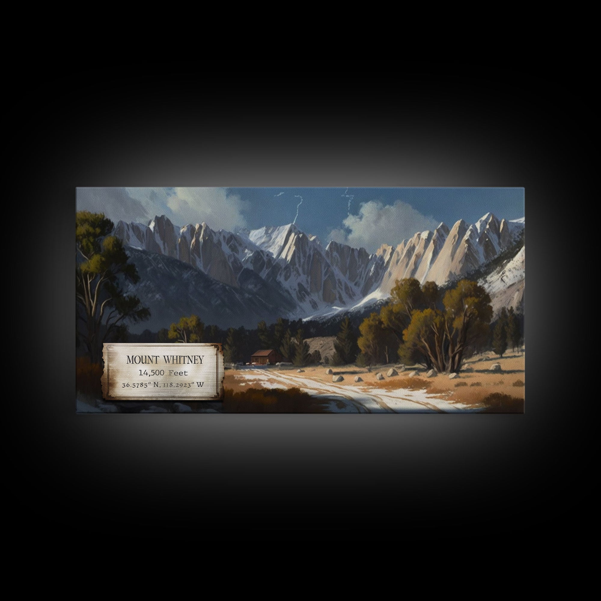 Mount Silverheels, Rocky Mountains, Travel Poster Wall Art, Framed Canvas Print, American Mountains, Mountain Landscape Painting