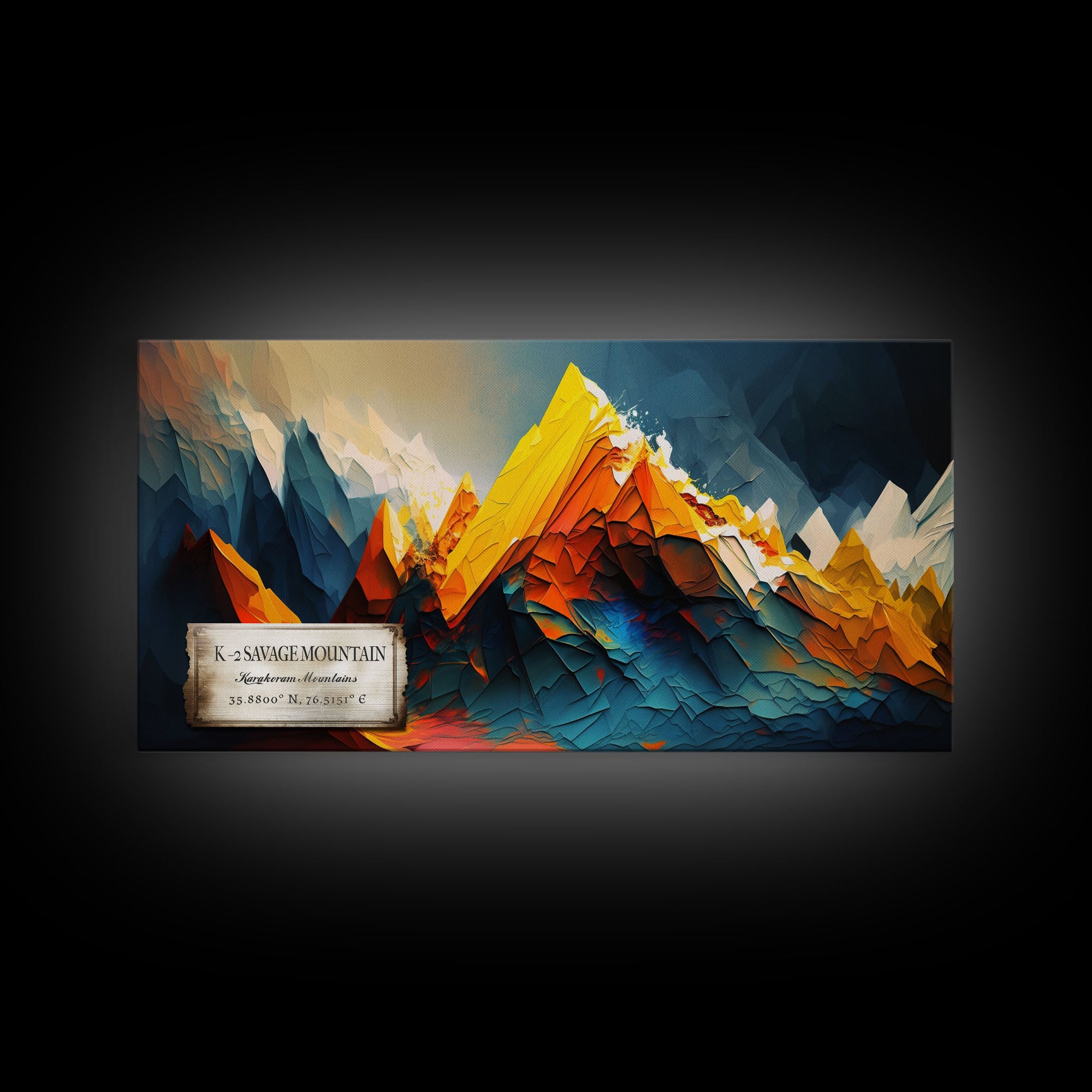 K-2 Savage Mountain, Framed Wall Art, Travel Poster / Travel Art, Mountain Painting Print