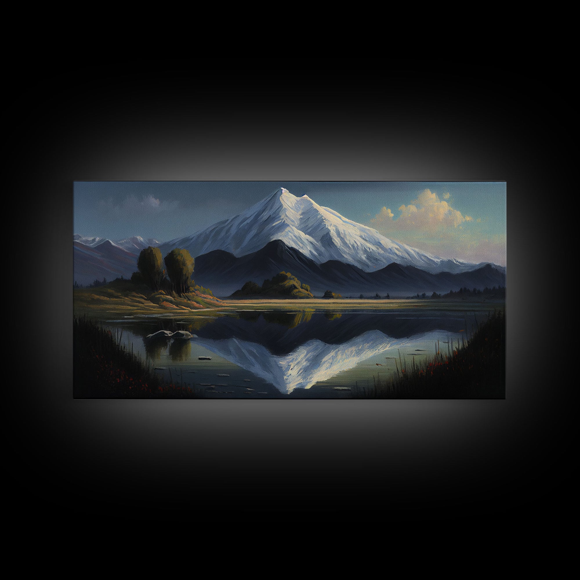 Mount Rainier, Framed Canvas Print, Mountain Landscape Painting Print, Wall Decor, Living Room Art