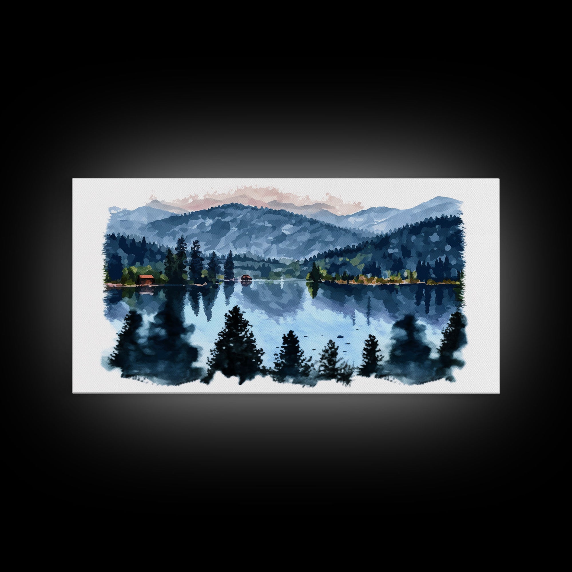 Lake Print, Nature Print, Landscape Print, Waterton National Park, Lake Painting, Landscape Painting, Waterton Art, Vintage Style State Park