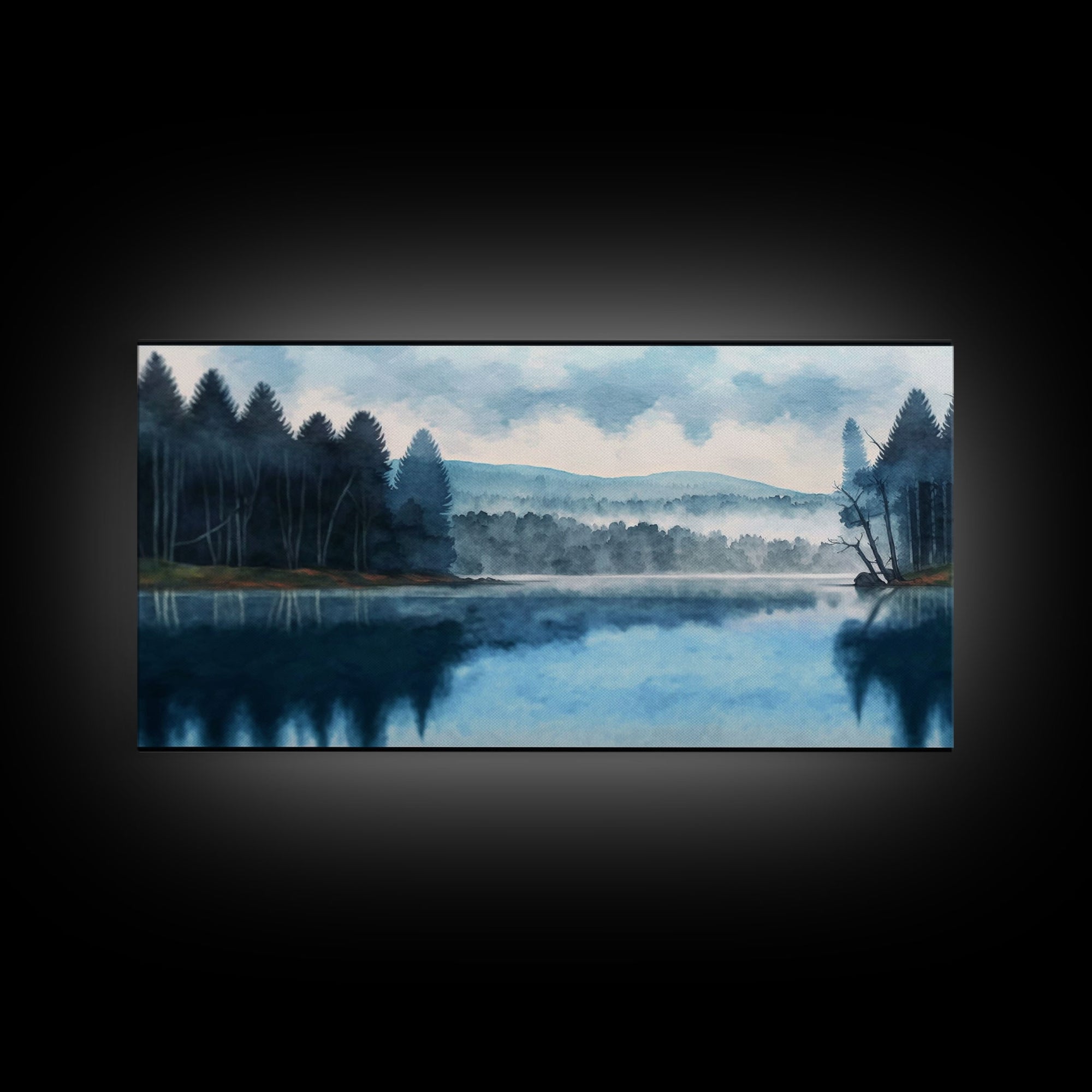 Blue Lake Art | Framed Canvas Print | Blue Lake Painting | Lake House Decor | Guest Room Landscape Painting | Waldo Lake Painting