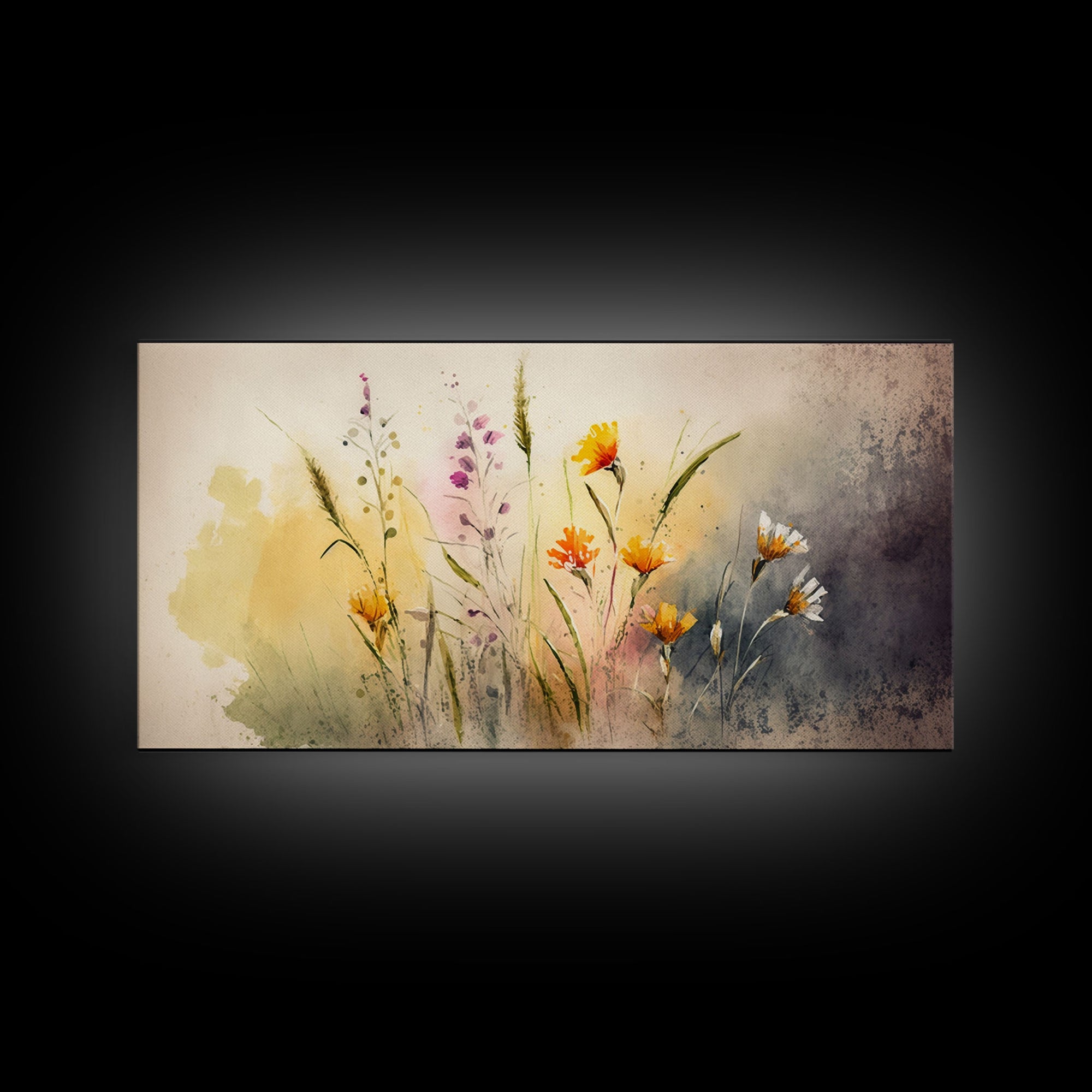 WILDFLOWERS Watercolor Floral Framed Canvas Print