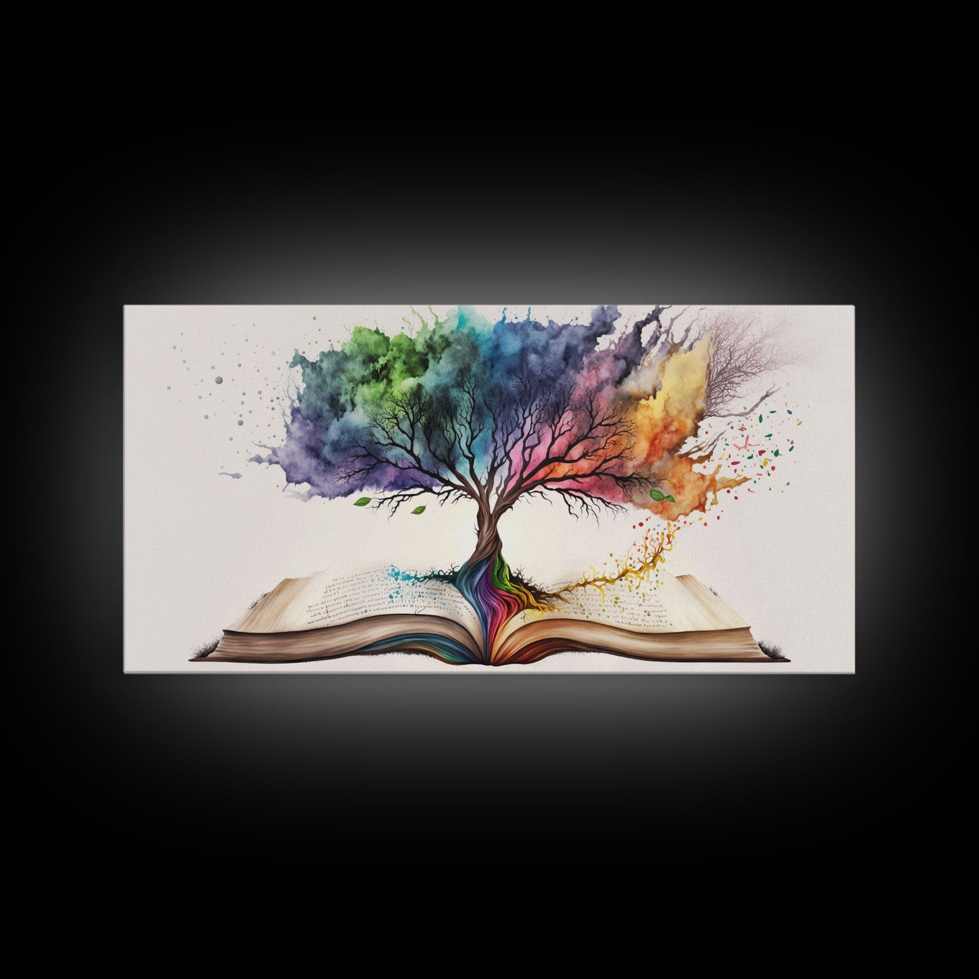 Tree of Knowledge, Framed Wall Art, Canvas Print, Watercolor, Huge Wall Art, Gift, Living Room Art, Fantasy Decor