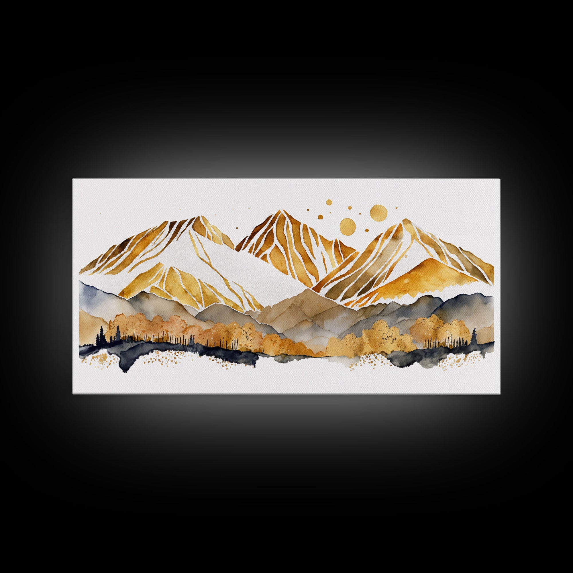 Golden Mountains Wall Art, Framed Canvas Print, Wall Decor, Mountain View, Smokey Mountain, Housewarming Gift, Mountain Painting