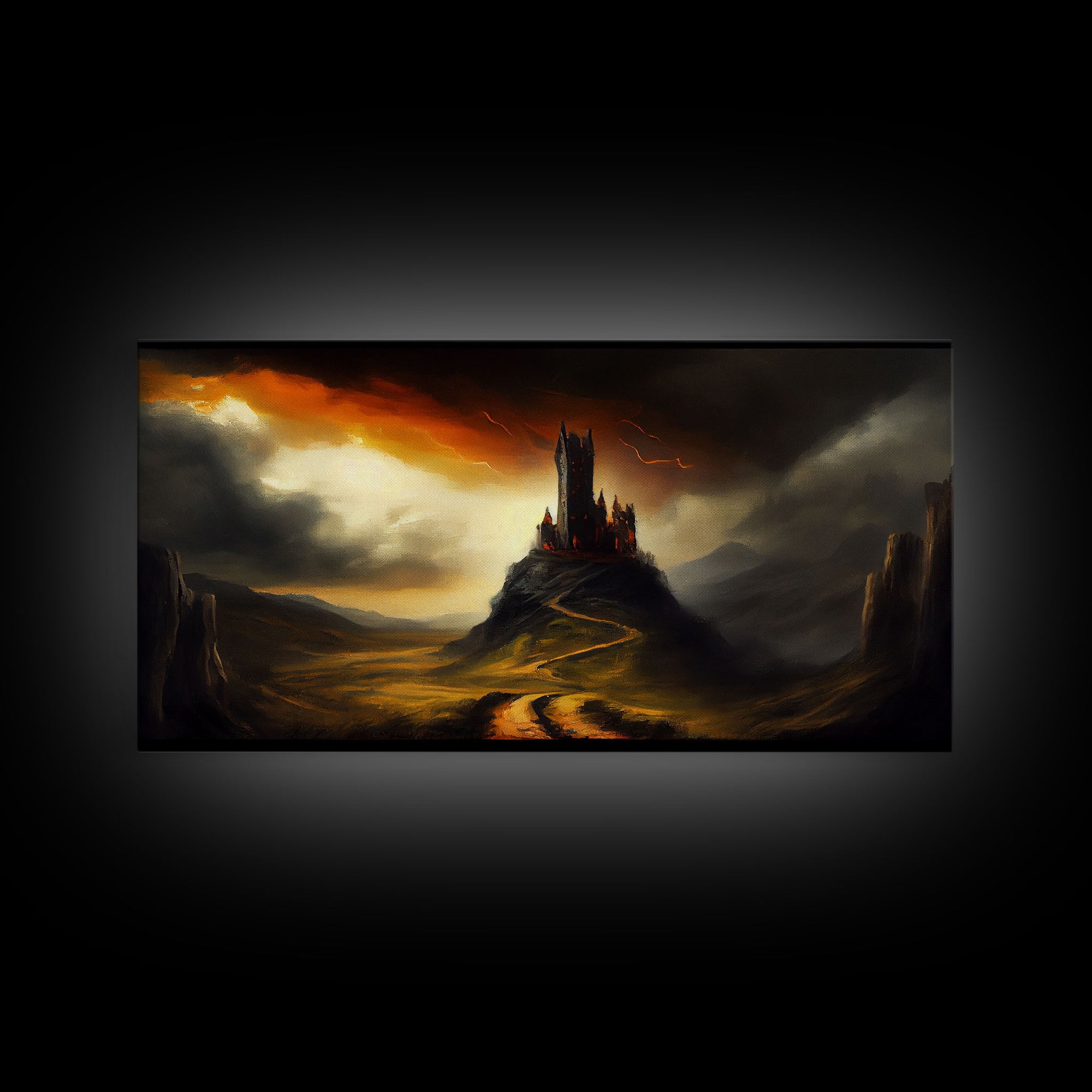 High Fantasy Art, The Dark Castle, Framed Canvas Print, Moonlit Fantasy, Custom Fantasy Art, fantasy art canvas