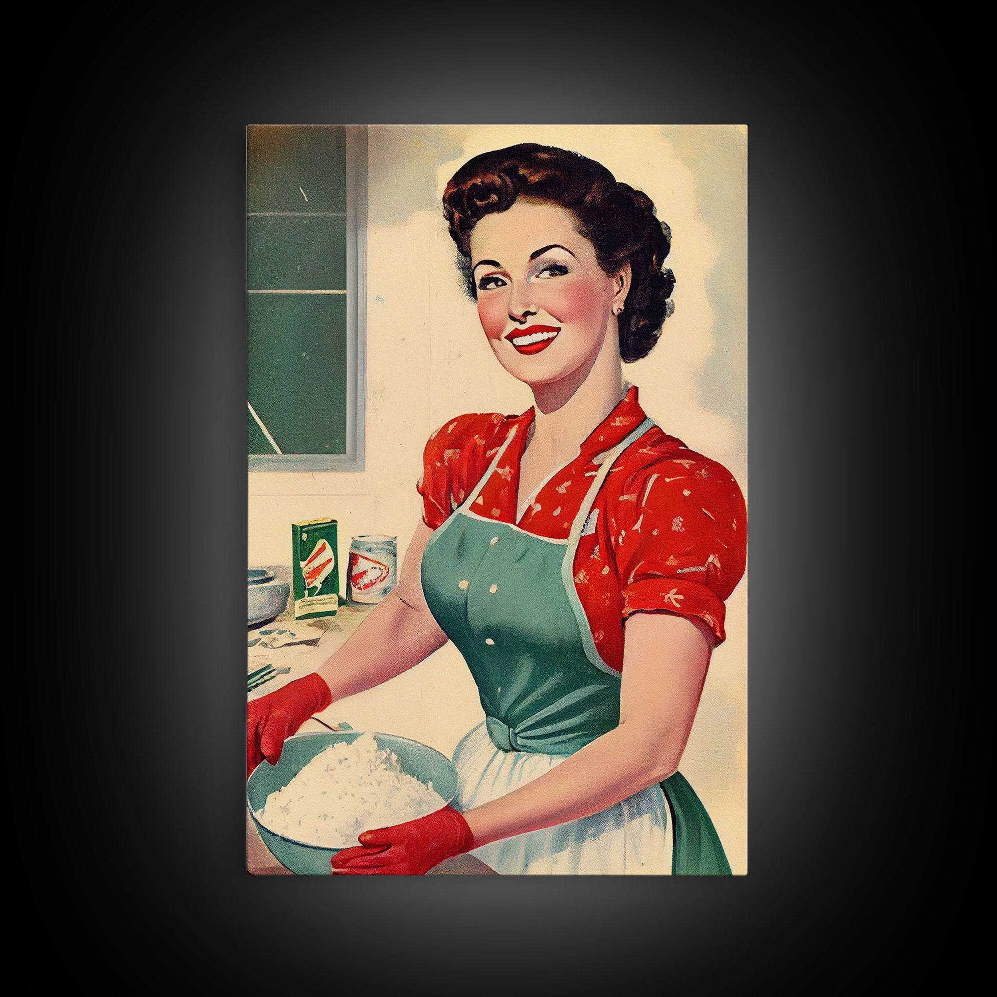 Retro 1950s Baking Advertisement, Home Maker, Kitchen Art, Framed Canvas Print, Framed Wall Art