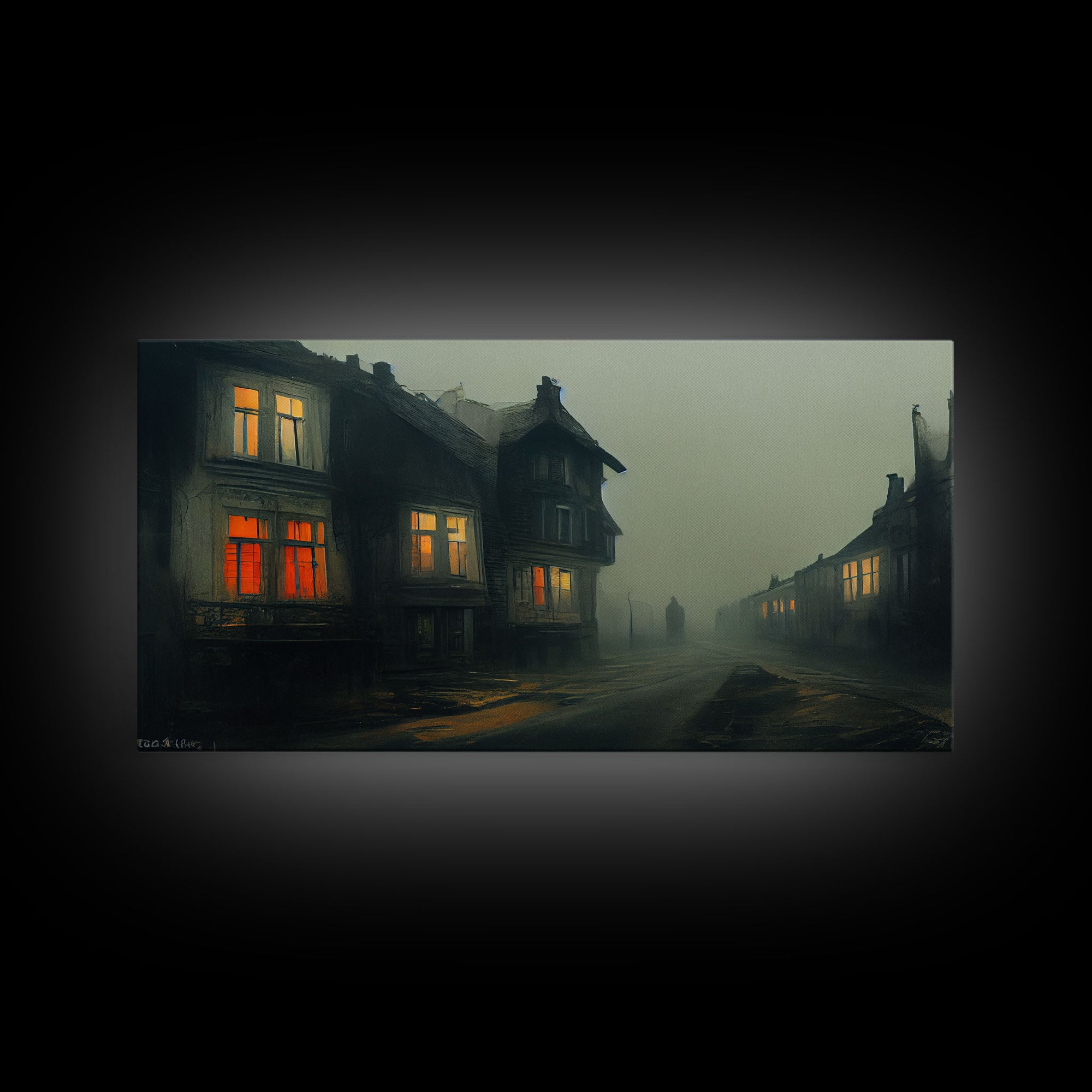 Creepy WildWest Art, canvas print, gloomy abandoned street