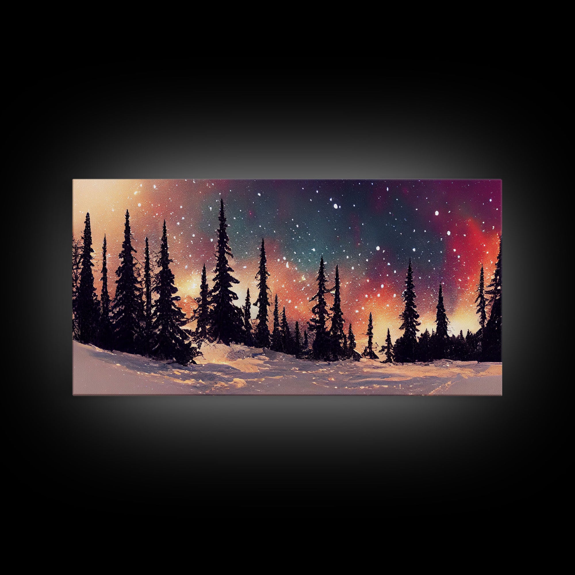 Snowfall in the forest, canvas print, winter wall art