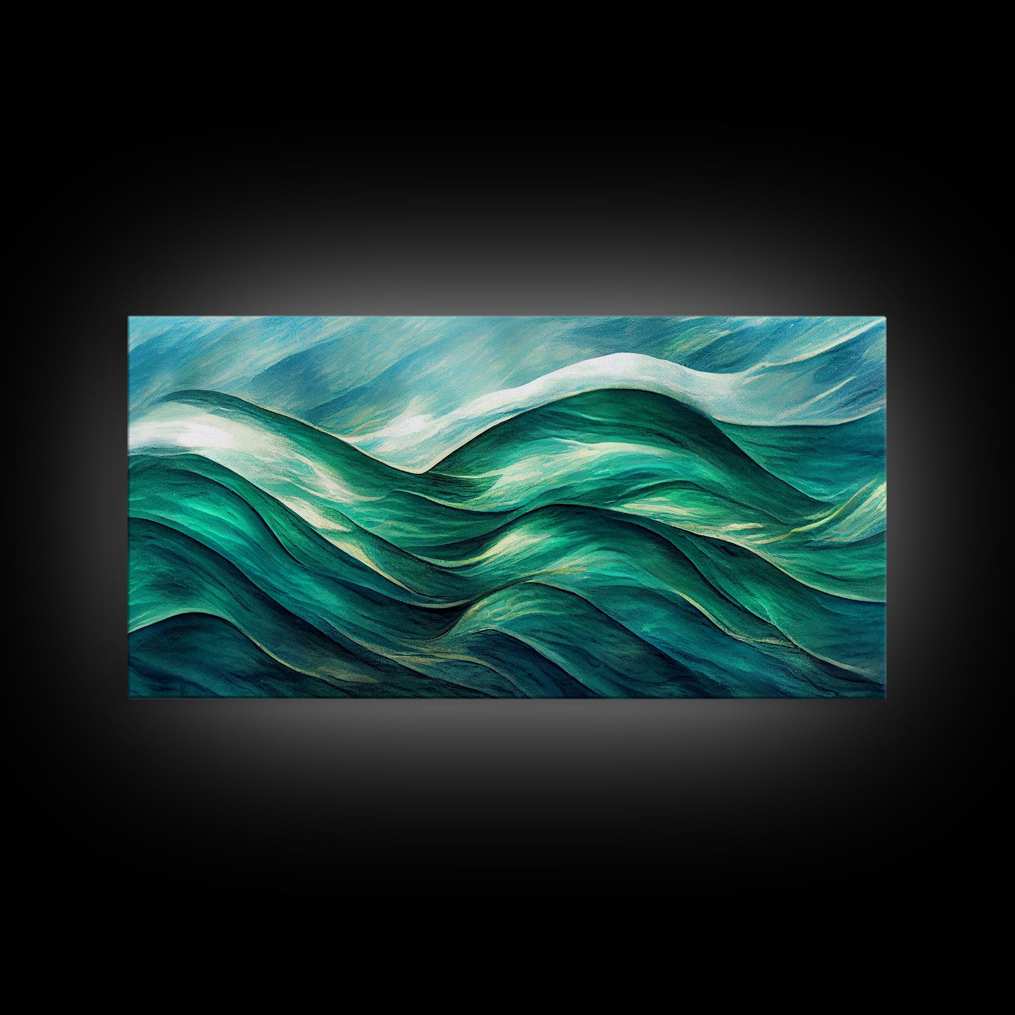 Ocean waves abstract art, canvas print, water color, sea green waves