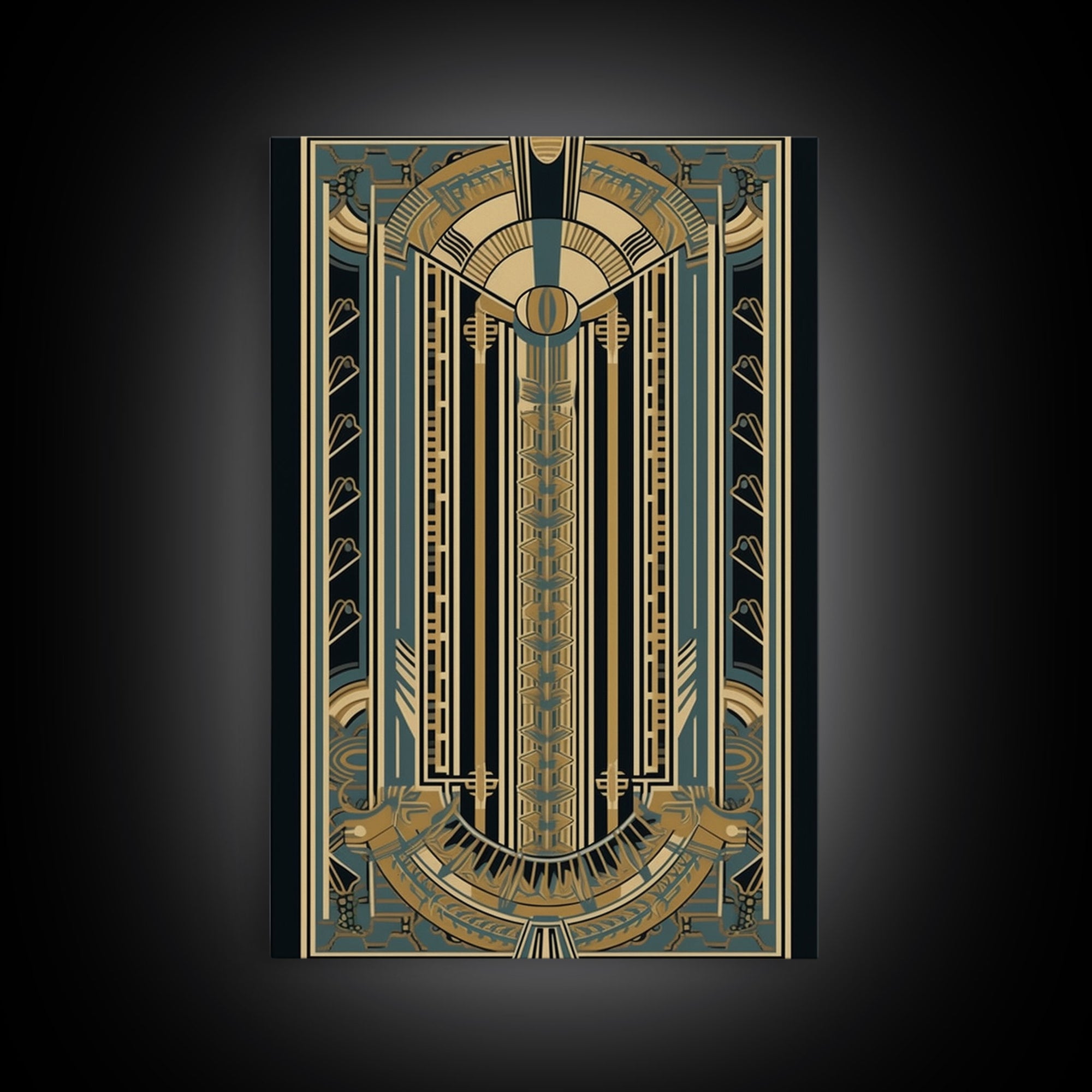 Art Deco Pattern Wall art | Framed Canvas Print | Art Deco | Gold & blue art | Wonderful art | Lines art | Geometric art | Living room art