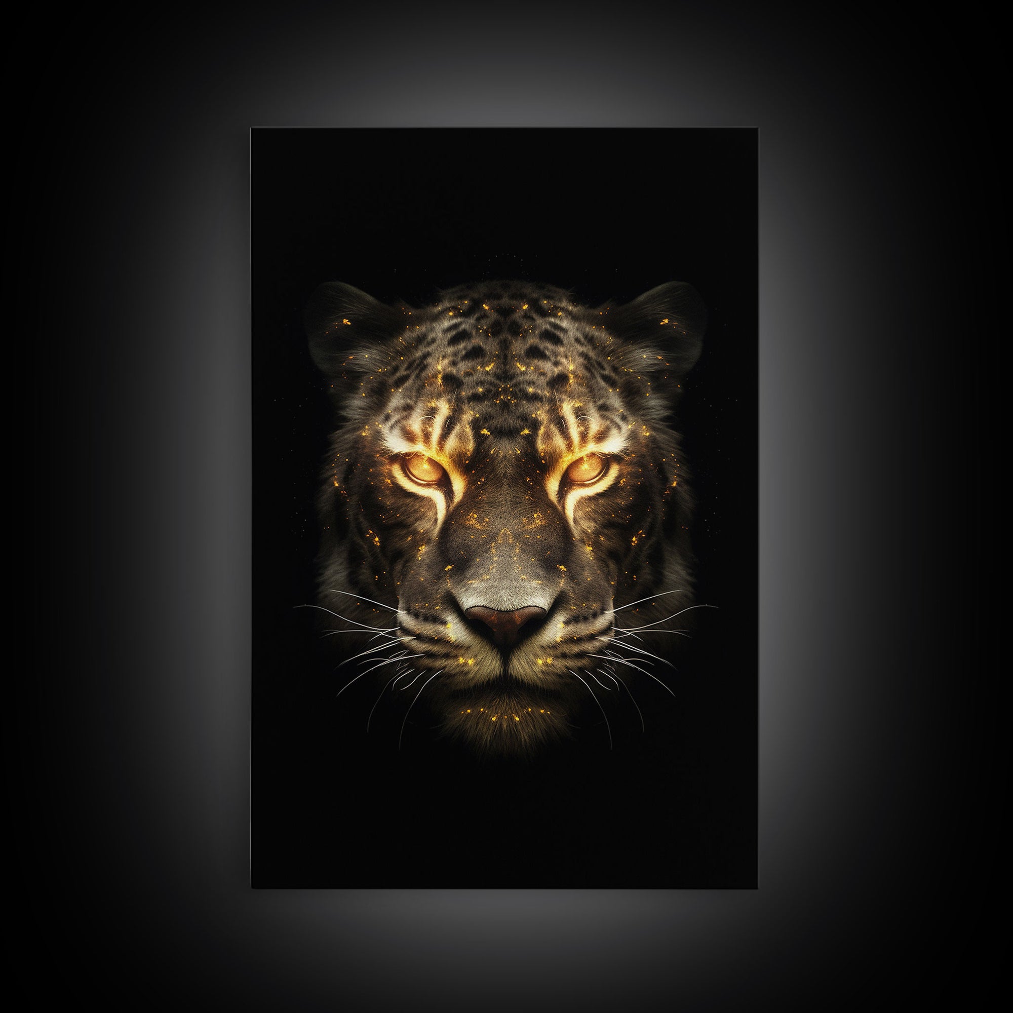 Fire Eyed Tiger Portrait Art Print, Framed Wall Art, Canvas Print, Big Cat Art, Tiger Painting, Cosmic Tiger Print