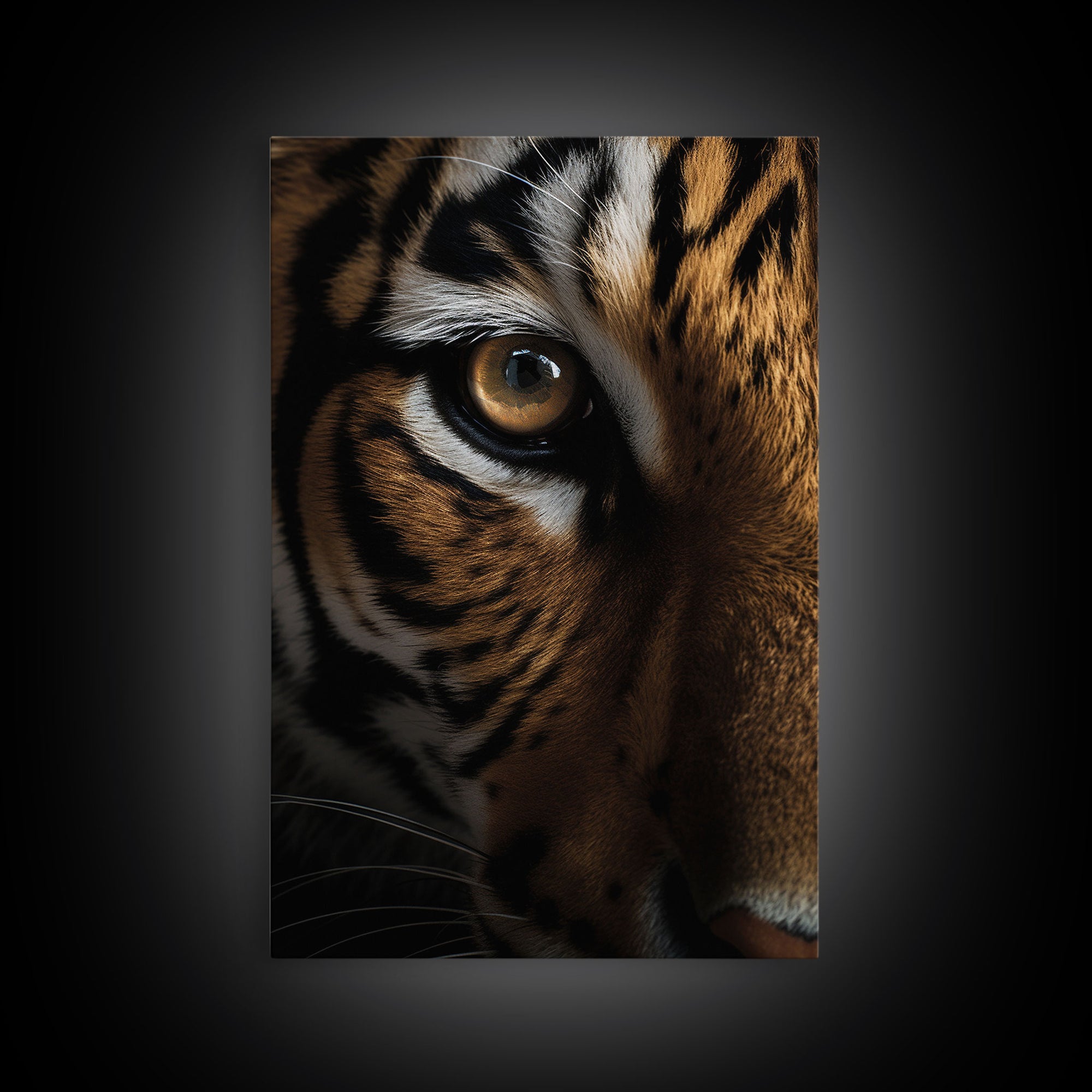 Eye Of Tiger, Tiger Portrait, Big Cat Art, Framed Canvas Print, Tiger Photography, Wildlife Photo, Wood Frame Art