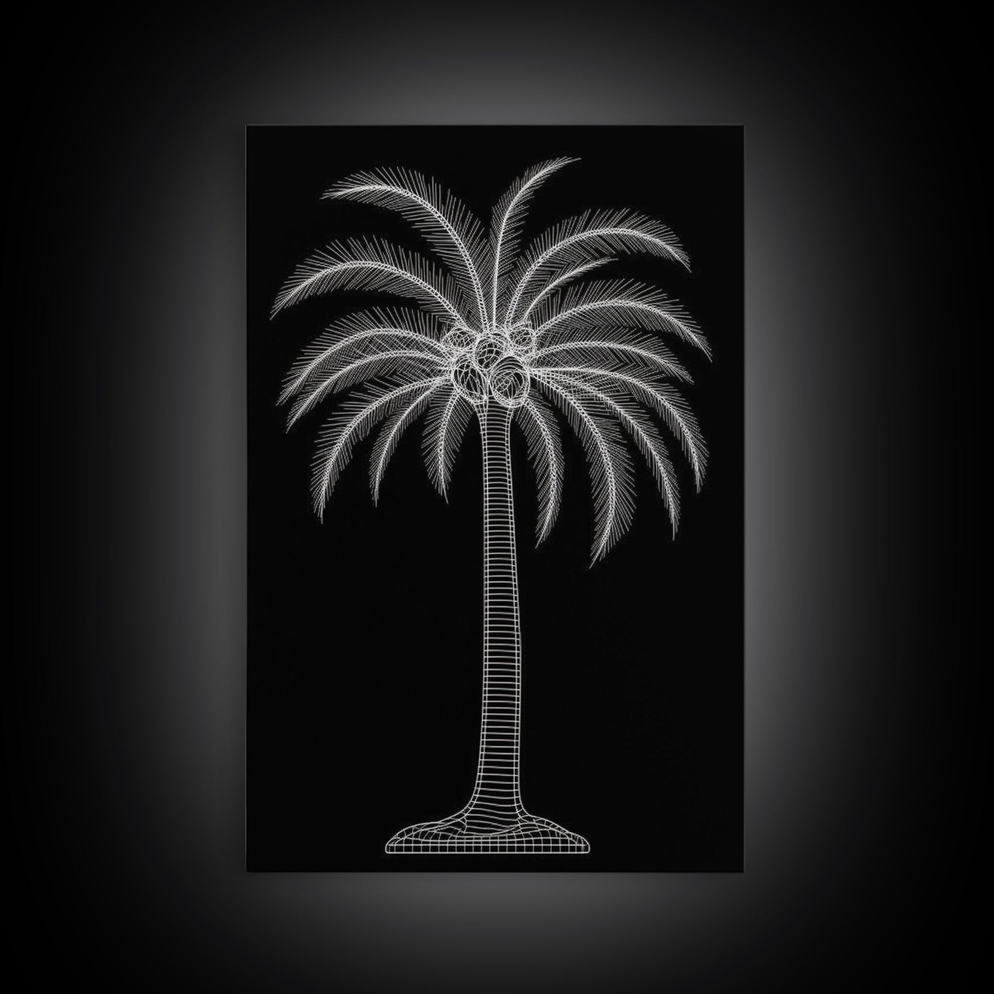 White Coconut Tree Wall Art, Tree Art, Nature Print, Tropical Art, Minimalist Print, Wall Decor, Canvas Print, Wall Art, Framed Canvas