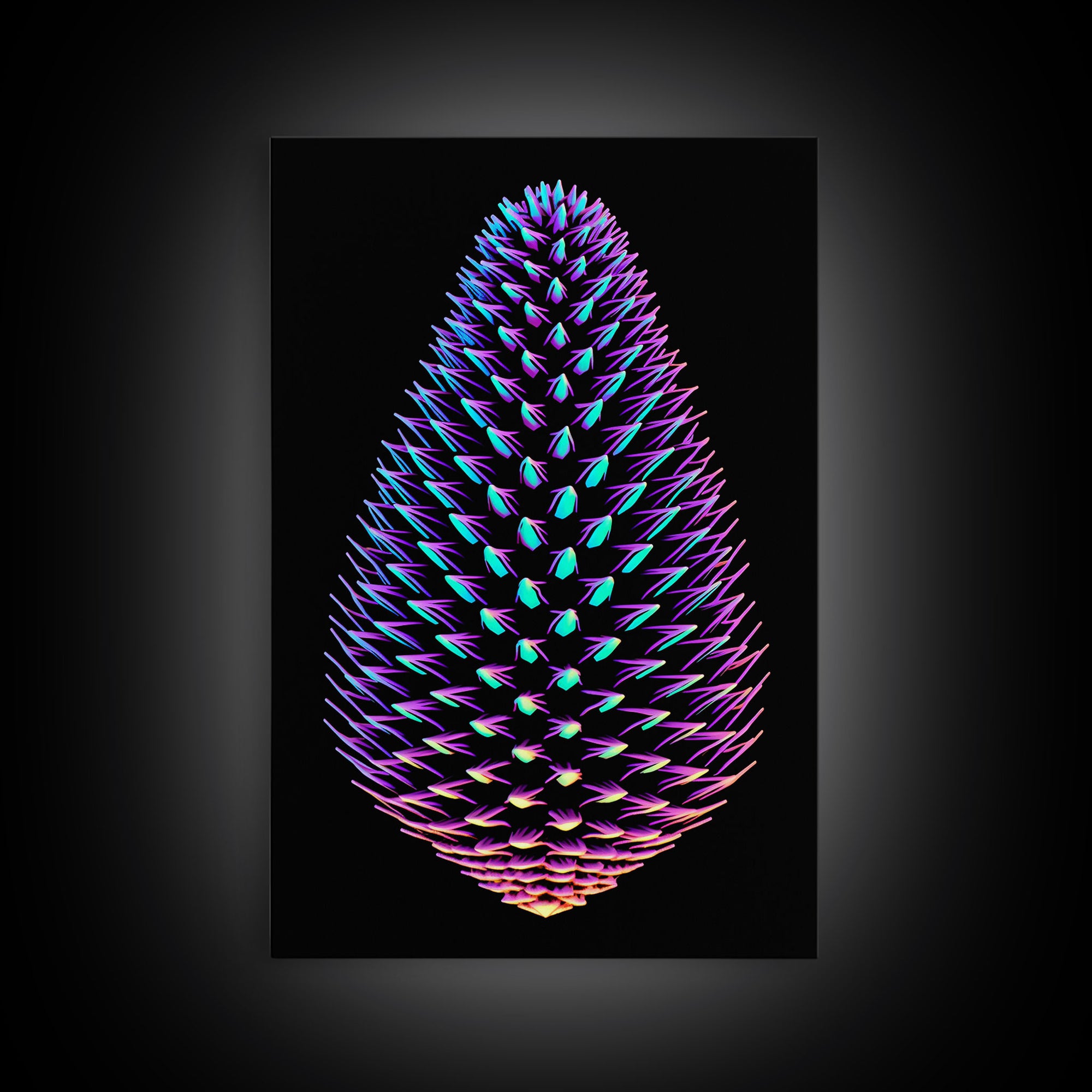 Purple Pine Cone Wall Art, 3D Wall Decor, Nature Art, Minimalist Print, Wall Decor, Canvas Print, Wall Art, Framed Canvas