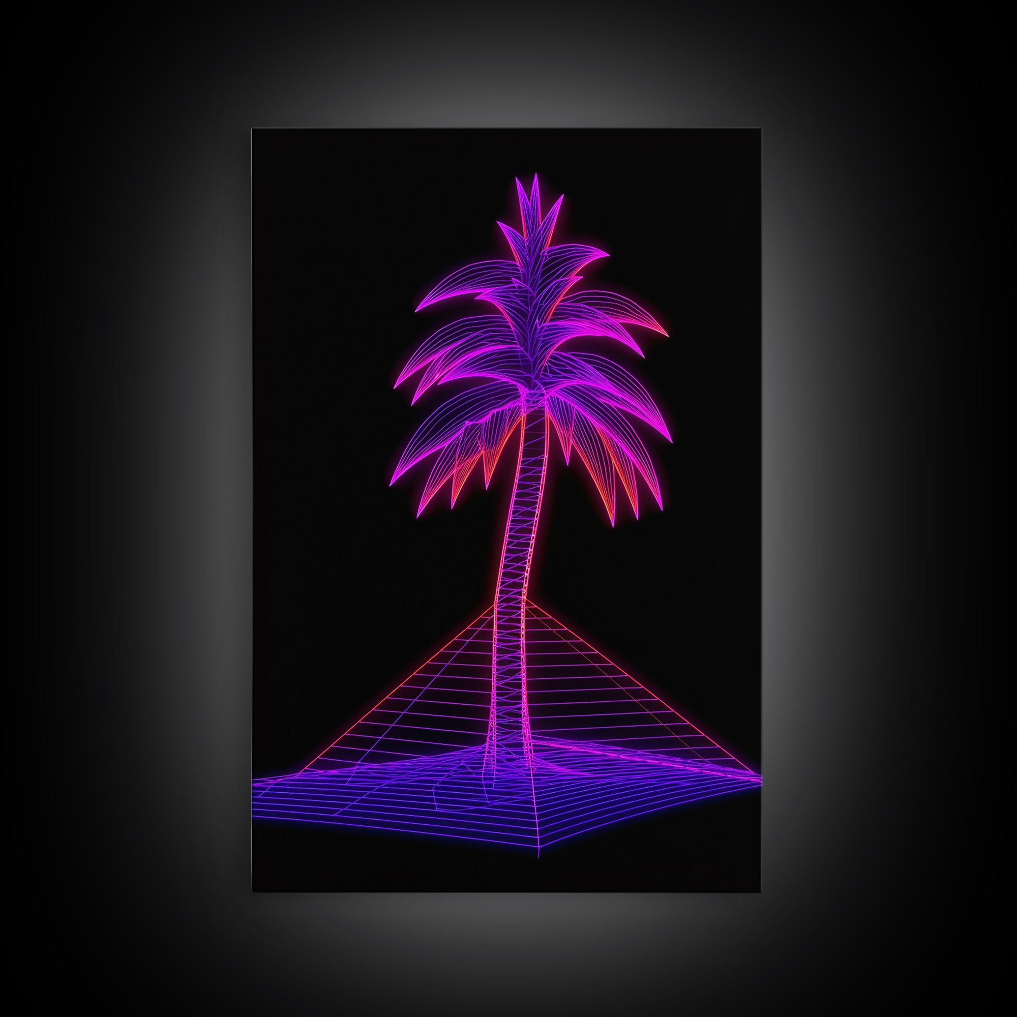 Purple Palm Tree Wall Art, Tropical Plant Wall Decor, Nature Art, Minimalist Print, Wall Decor, Canvas Print, Wall Art, Framed Canvas