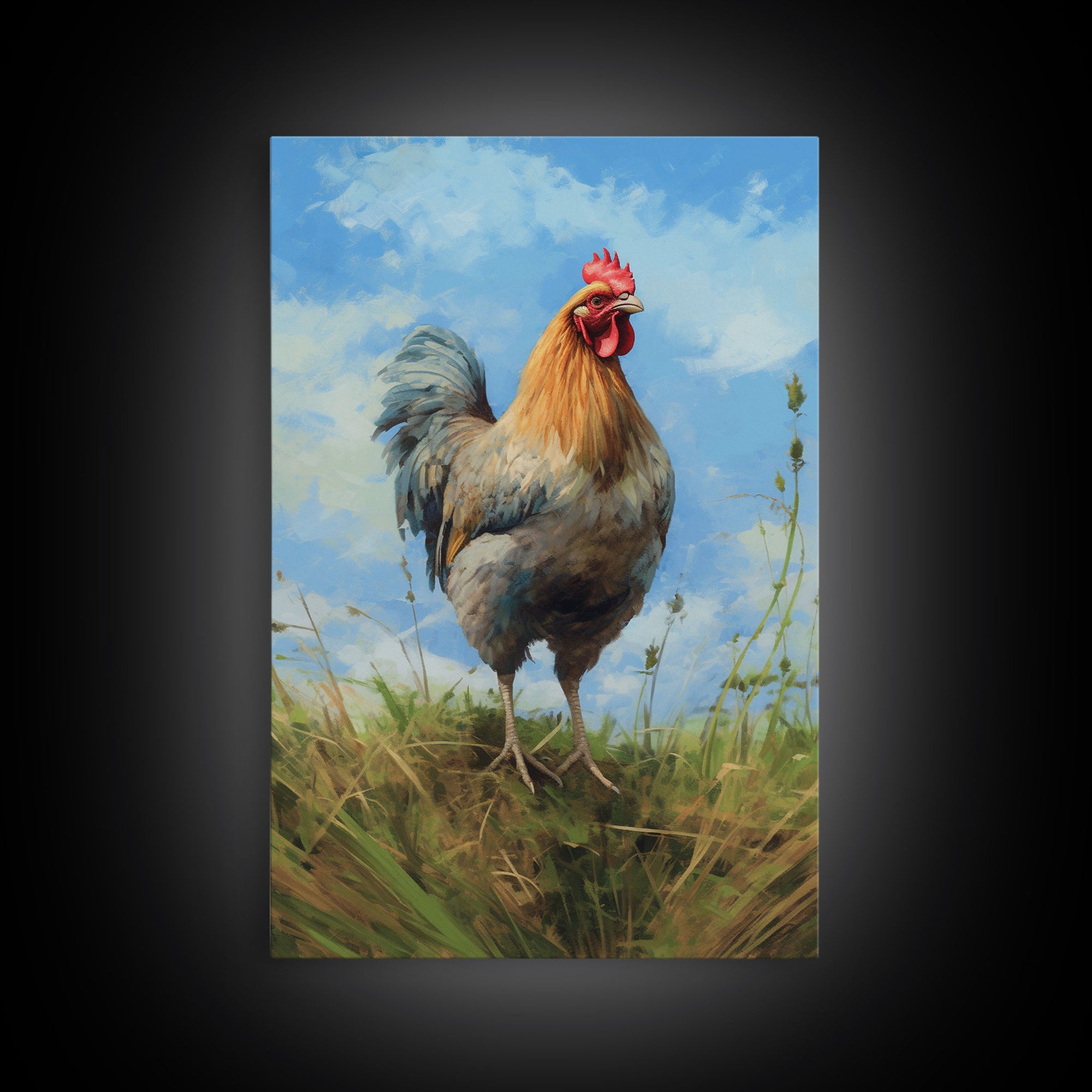 Farmhouse Art, Rooster Painting, Rooster Wall Art, Country Wall Art, Minimalist Wall Art, Wall Decor, Canvas Print, Wall Art, Framed Canvas