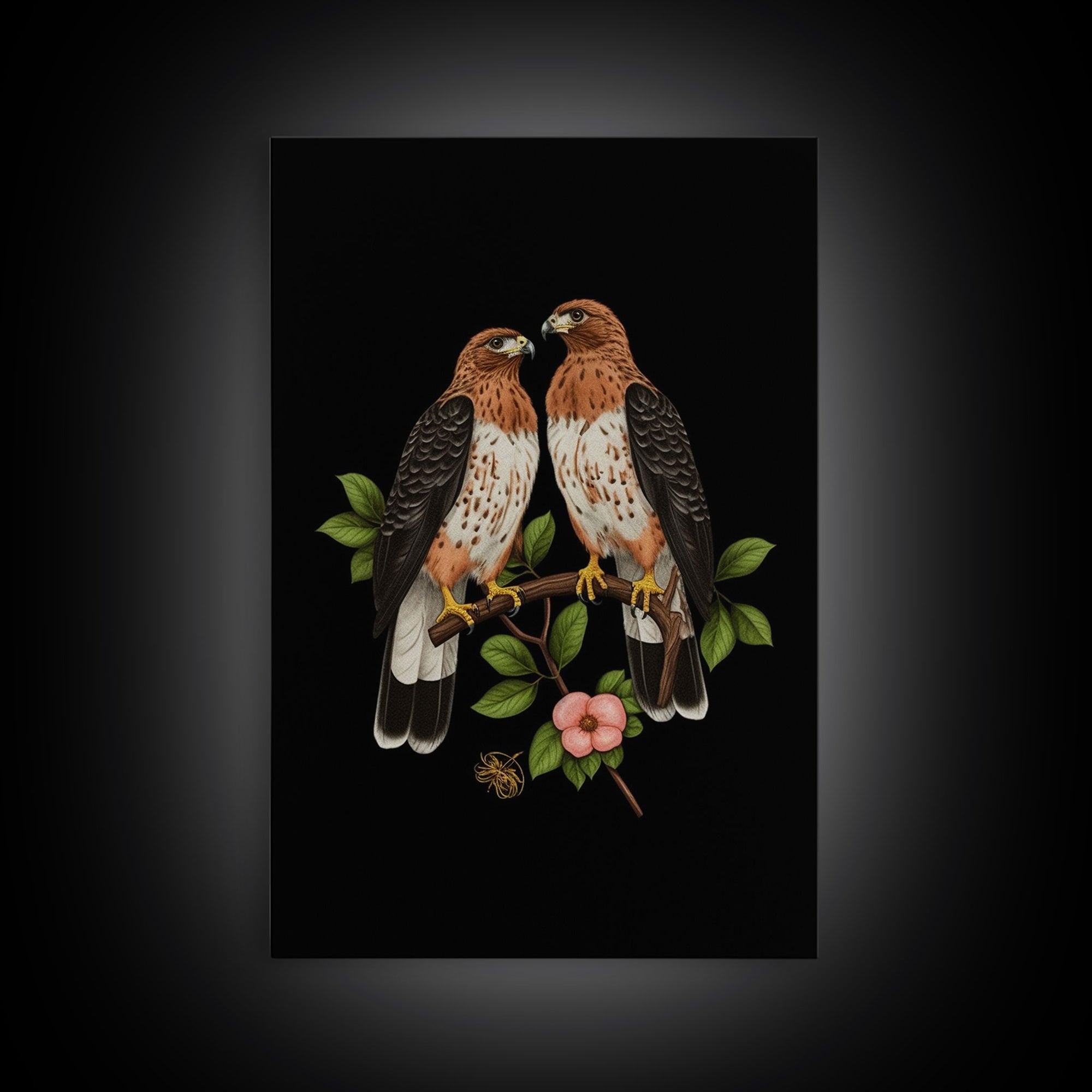 Pair Of Hawks, Birds Wall Art, Hawk Wall Decor, Animal Wall Decor, Nature Art, Wall Decor, Canvas Print, Wall Art, Framed Canvas Art