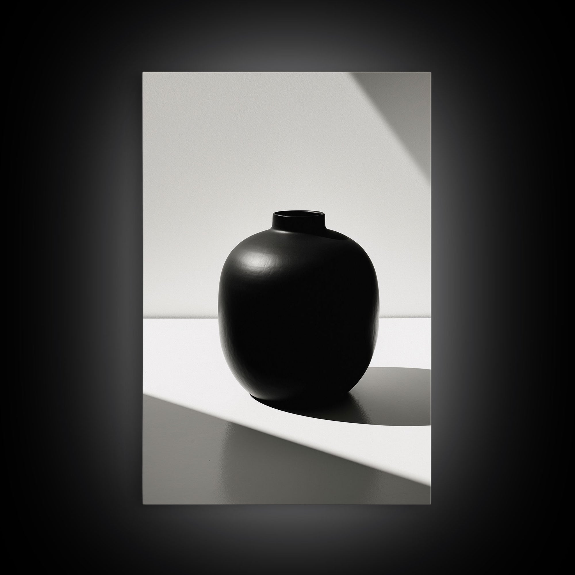 Jar Wall Art, High Contrast Art, Vase, Black And White Print, Minimalist Print. Wall Decor, Canvas Art, Wall Art, Framed Canvas Wall Art