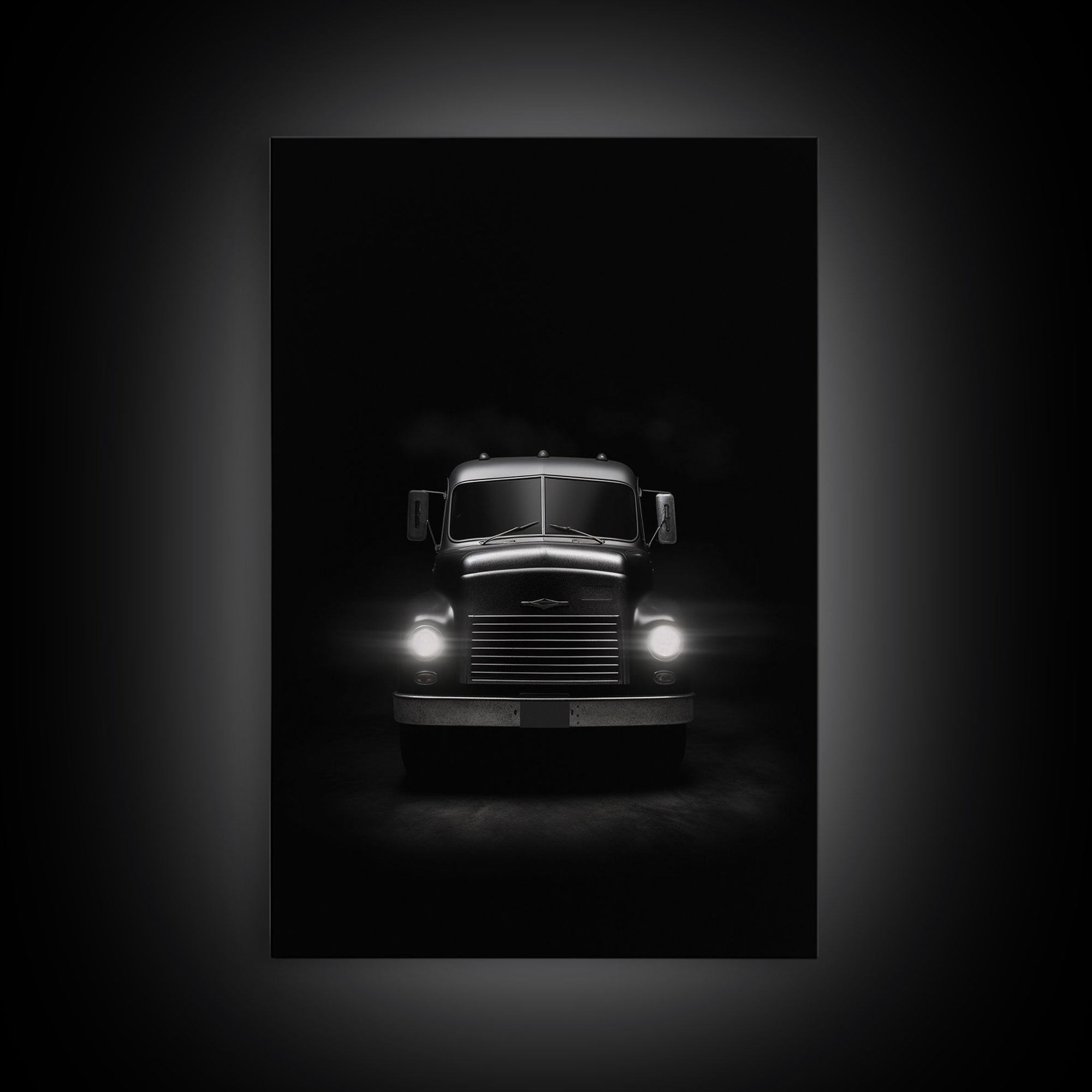 Truck Wall Art, Headlights, Man Cave Art, Black And White Print, Minimalist Print. Wall Decor, Canvas Art, Wall Art, Framed Canvas Wall Art