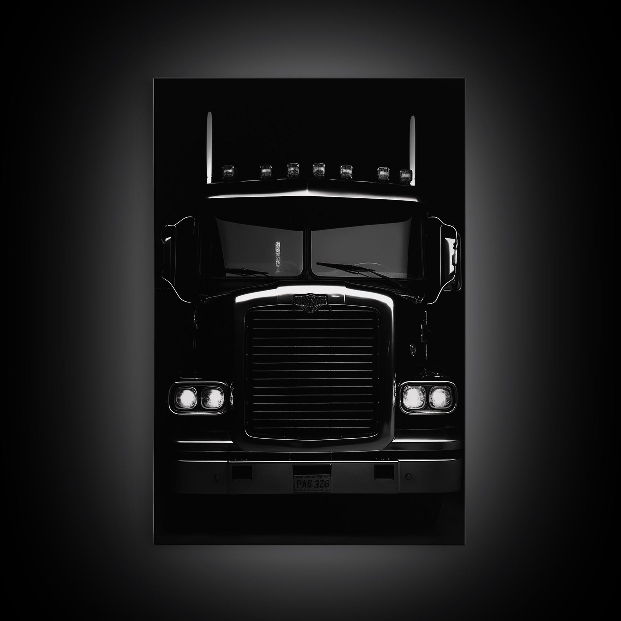 Semi Truck Wall Art, Big Rig Print, Black And White Print, Minimalist Print. Wall Decor, Canvas Art, Wall Art, Framed Canvas Wall Art