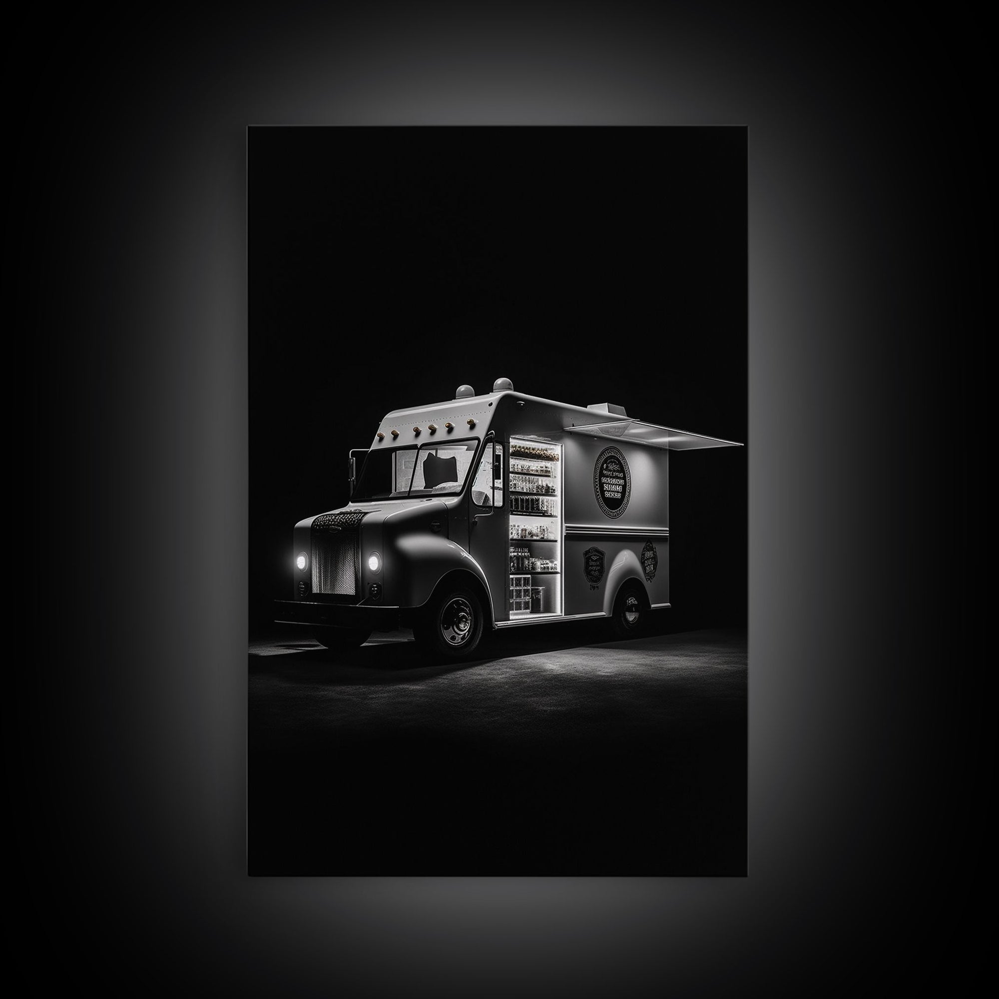 Food Truck Wall Art, Truck Wall Decor, Food Art, Black And White Art, Minimalist Print, Wall Decor, Canvas Print, Wall Art, Framed Canvas