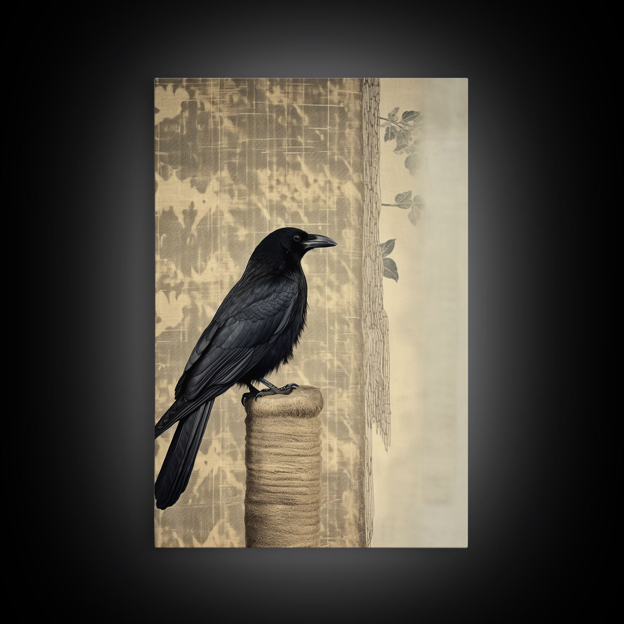 Black Bird Wall Art, Crow Wall Decor, Animal Wall Art, Nature Print, Modern Print, Wall Decor, Canvas Print, Wall Art, Framed Canvas