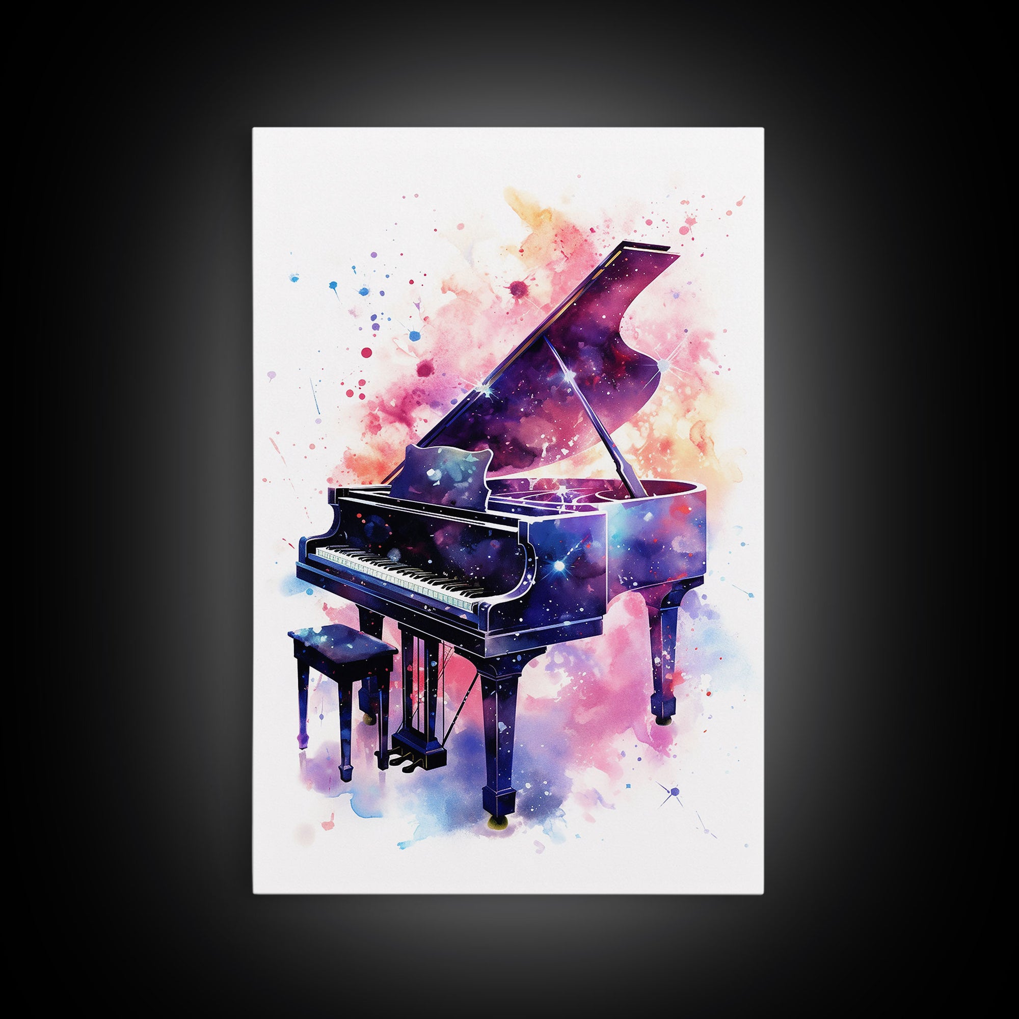 Grand Piano Wall Art, Musical Instrument Print, Studio Art, Framed Canvas Print, Piano Art, Baby Grand Piano