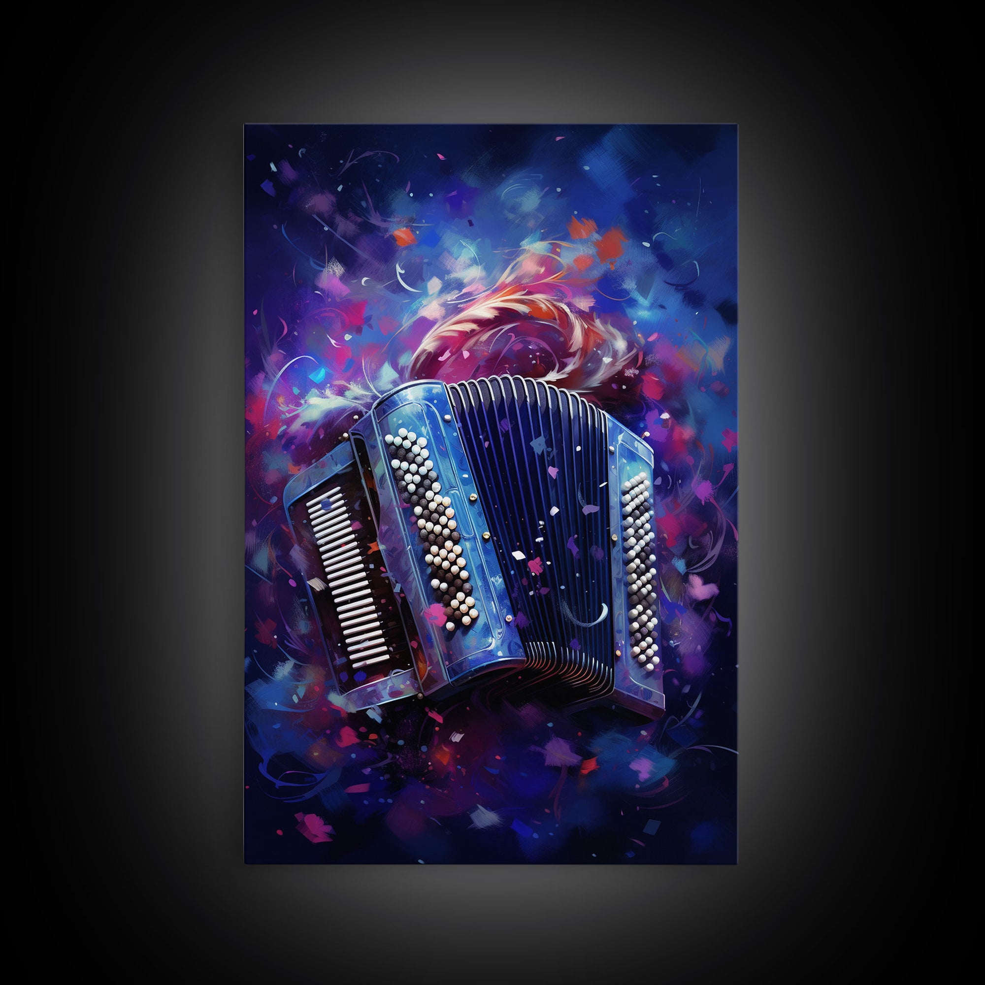 Cosmic Accordion, Instrument Print, Framed Canvas Print Or Poster, Gift For Musician