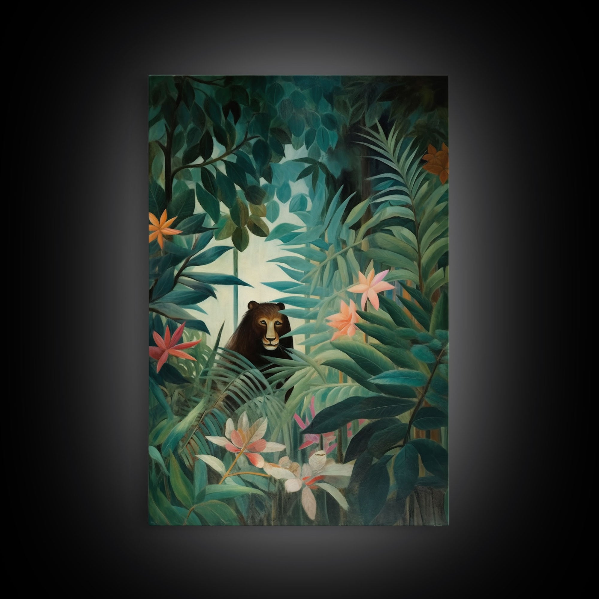 Tropical Botanical Wall Art, Framed Canvas Print or Poster Art, Maximalist Art, Jungle Print, Africa Art, Emerald Green Living Room Decor