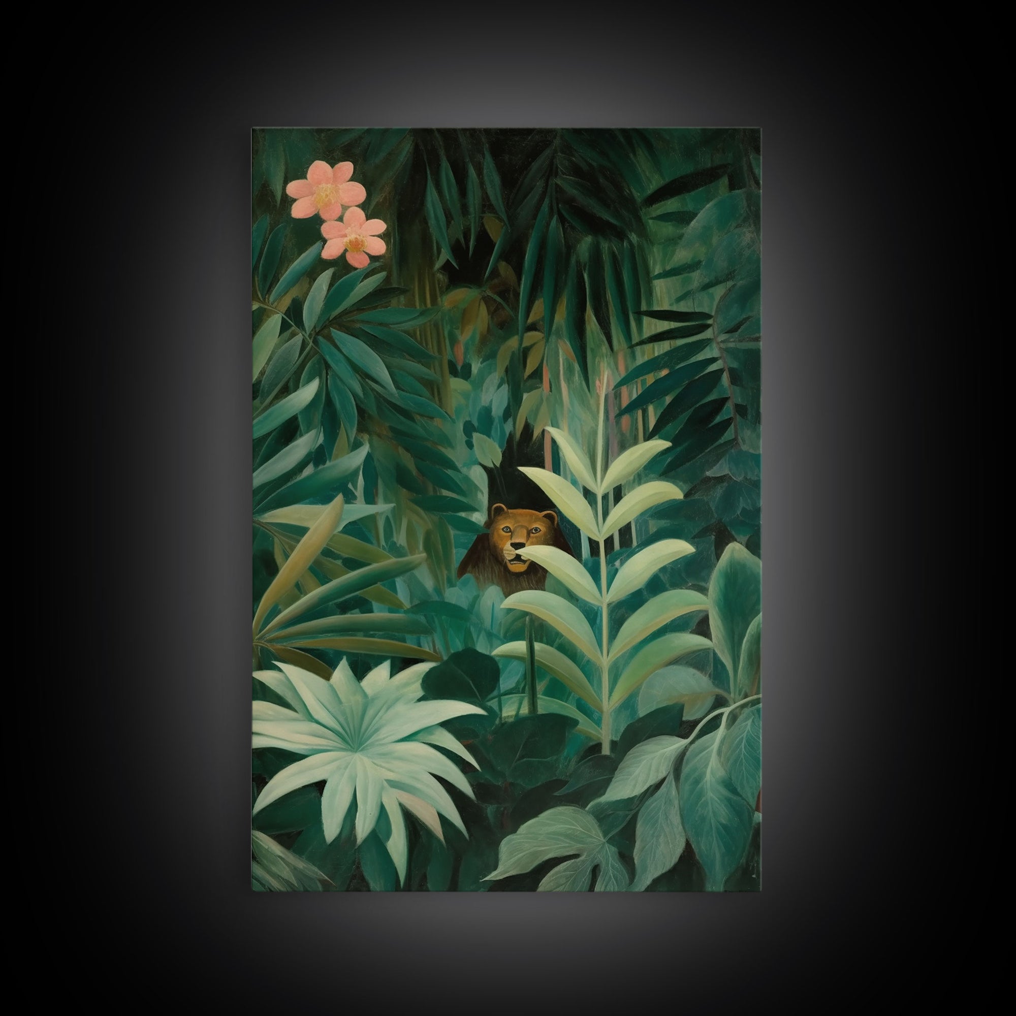 Tropical Botanical Wall Art, Framed Canvas Print or Poster Art, Maximalist Art, Jungle Print, Africa Art, Emerald Green Living Room Decor