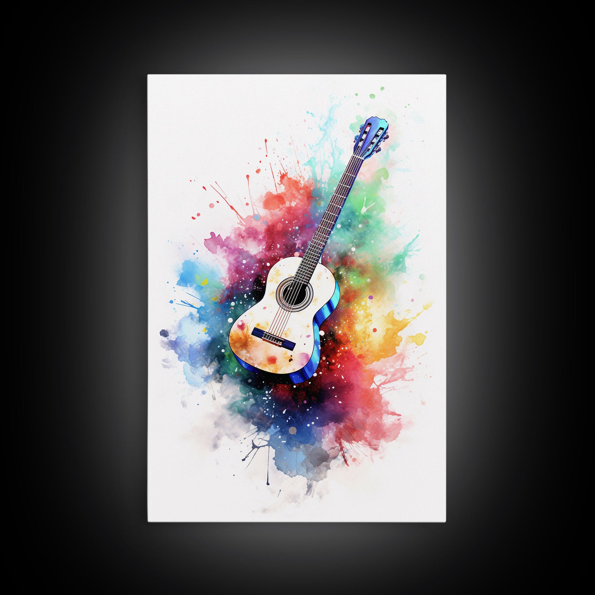 Cosmic Acoustic Guitar Wall Art Framed Canvas Print, Guitar Art, Guitar Wall Art, Music Art, Guitar Poster, Guitar Player Gift, Guitar Gifts