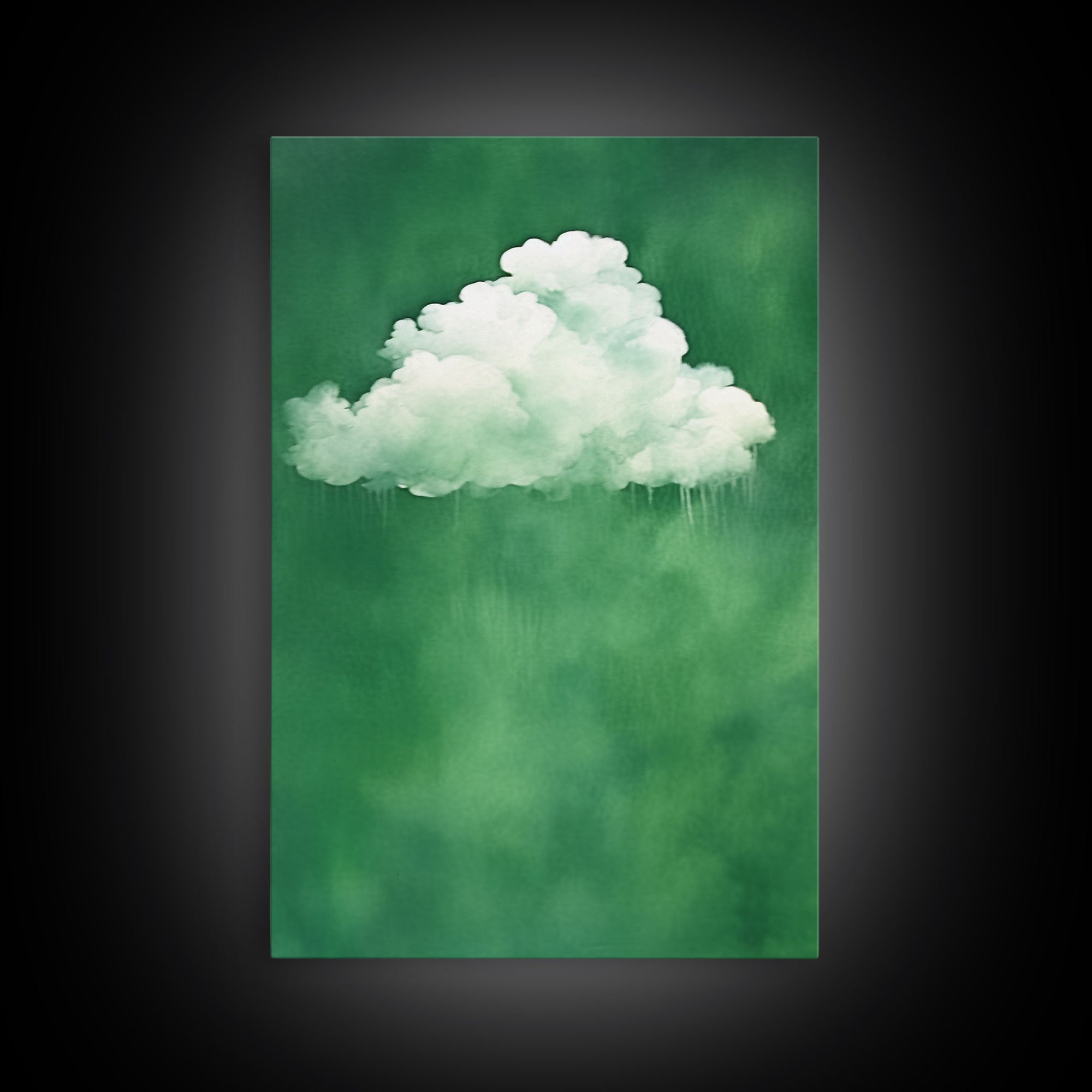 Emerald Green Rain Cloud Wall Art, Framed Canvas Or Poster Print, Abstract Art Print, Minimalist Wall Decor, Maximalist Decor, Dark Green