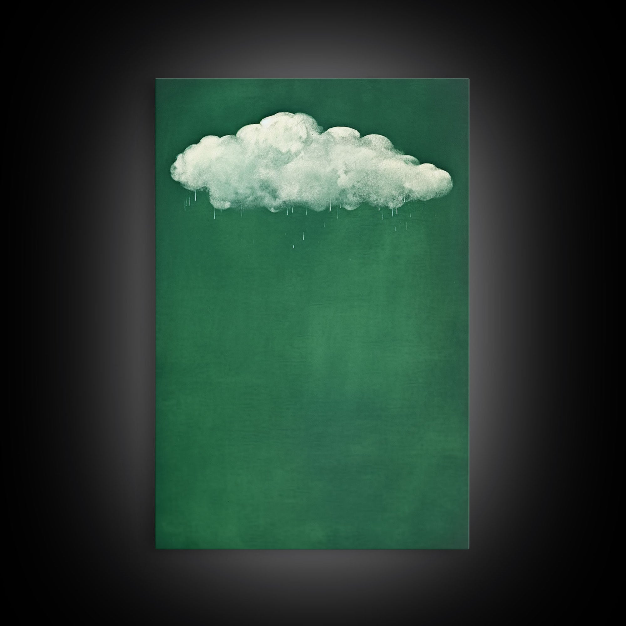 Emerald Green Rain Cloud Wall Art, Framed Canvas Or Poster Print, Abstract Art Print, Minimalist Wall Decor, Maximalist Decor, Dark Green