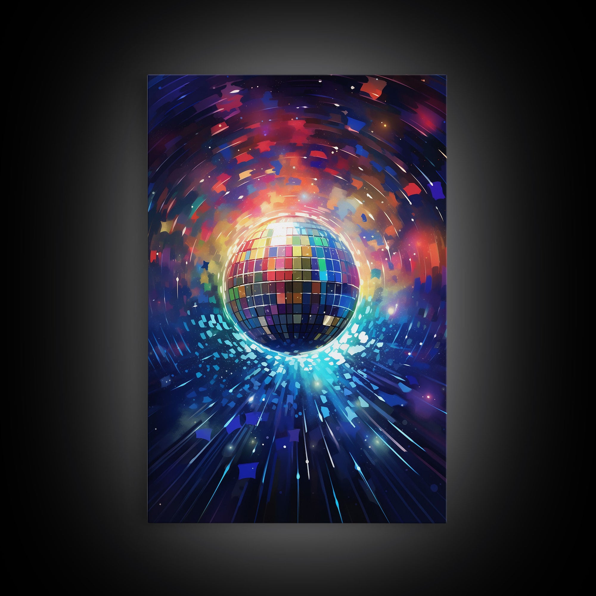 Galaxy Disco Ball, Framed Canvas Print, Music Studio Decor, Graduation Gift