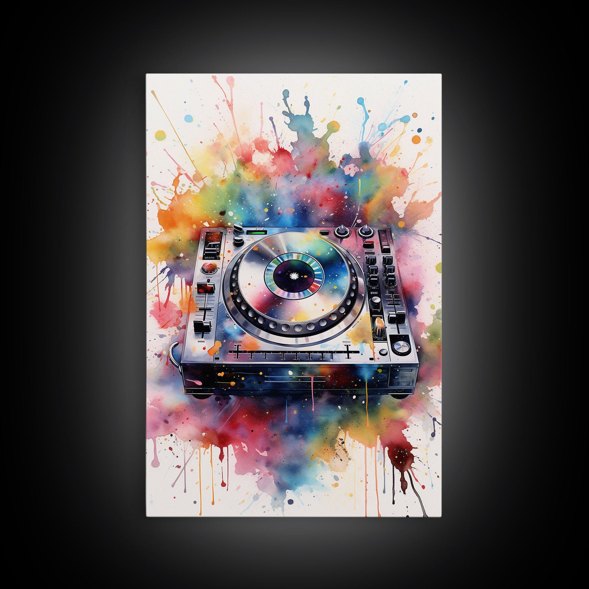 Turn Table Wall Art, DJ Art, Disc Jockey Decor, Music Studio Decor, Framed Canvas Print