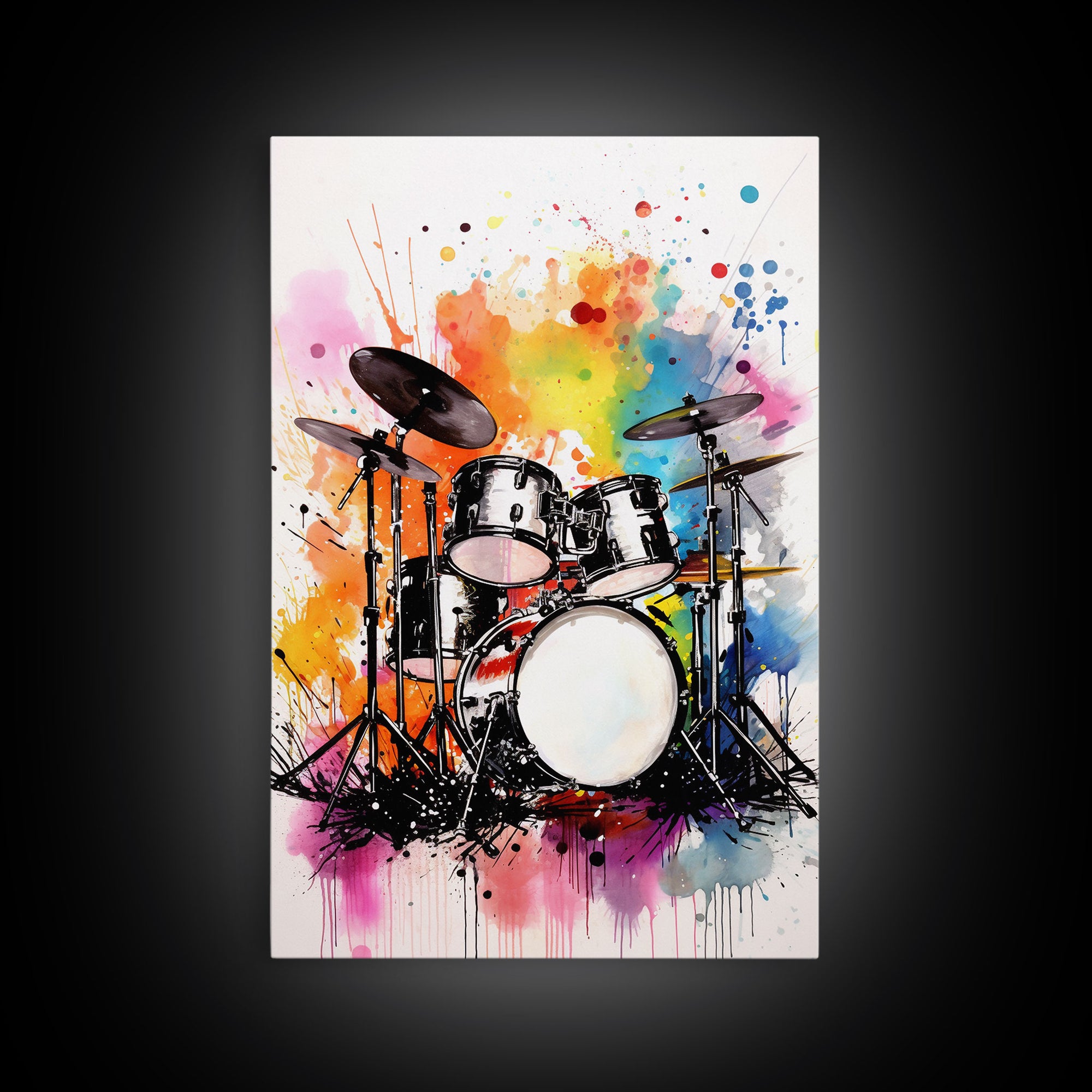 Drum Art, Gift For Drummer, Framed Canvas Print, Studio Art, Music Studio Decor, Drum Set