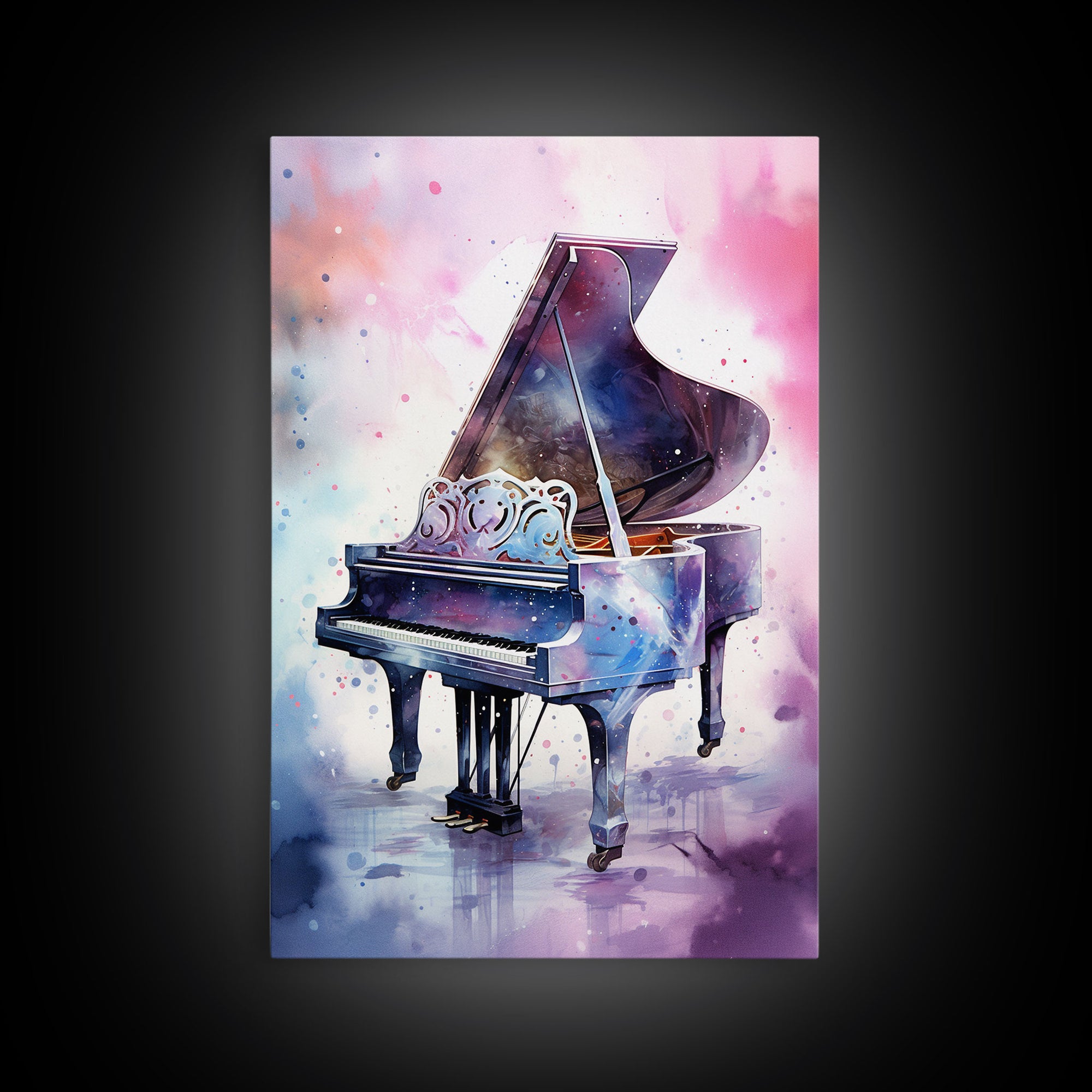 Grand Piano Wall Art, Musical Instrument Print, Studio Art, Framed Canvas Print, Piano Art, Baby Grand Piano