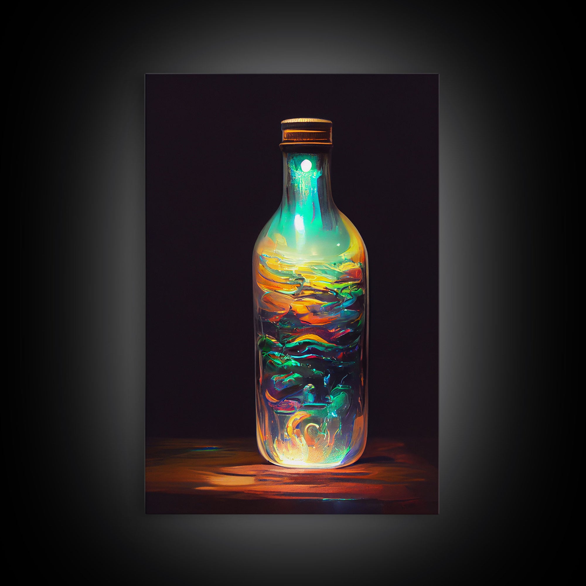 Miniature world in a bottle poster print, high fantasy wall art, magical wall art