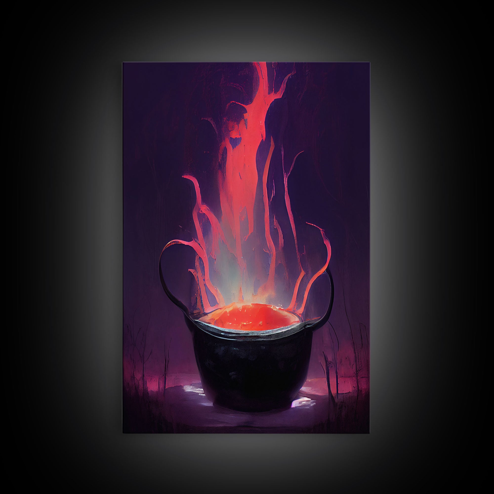 Spooky Witch's Cauldron Canvas Print, Halloween wall art, spooky home decor