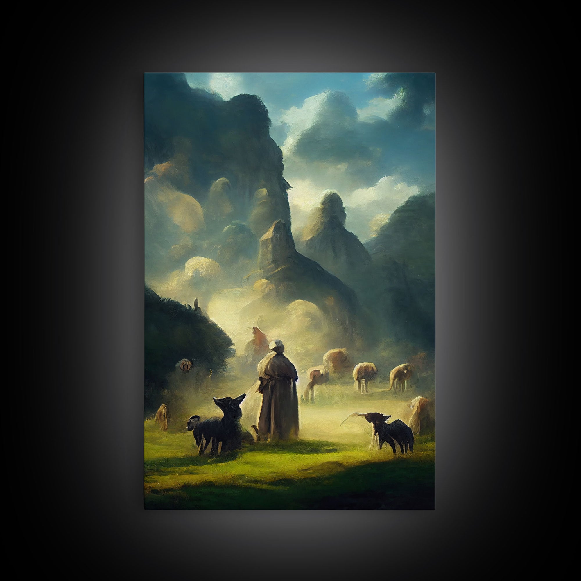 The shepherd and his flock, canvas print