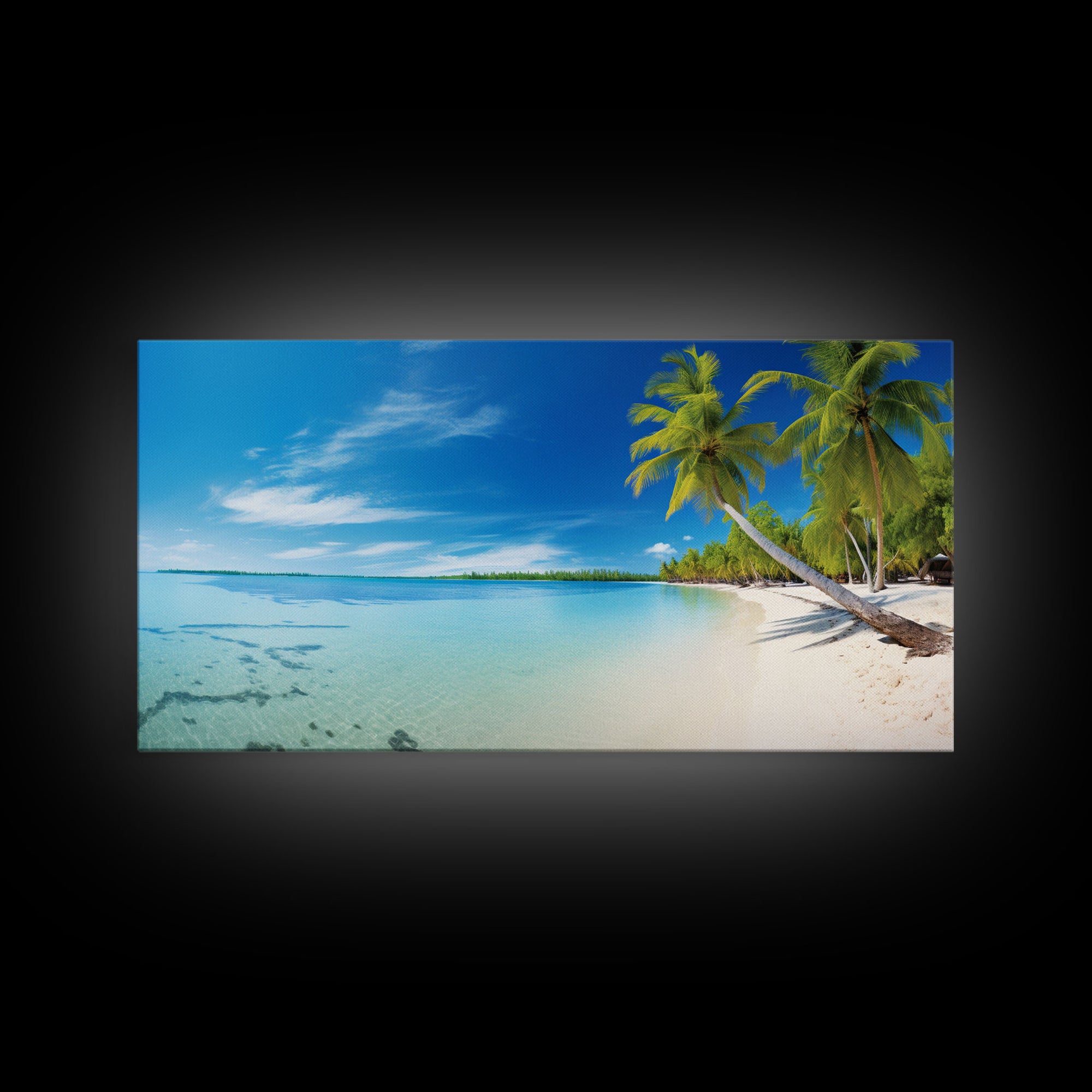 Beach Wall Art, Seashore Art, Palm Tree Wall Art, Panoramic Art, Wall Art, Canvas Art, Landscape Art, Landscape Print, Beach House Wall Art