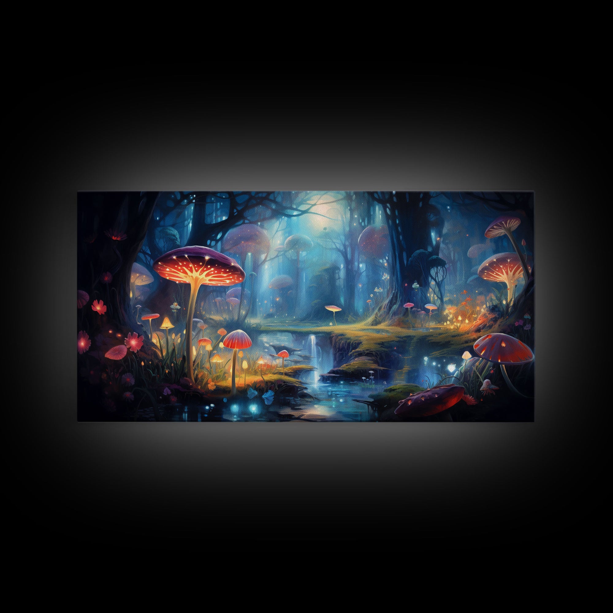 Fantasy Art, Dark Fantasy Forest Framed Canvas Print, Elven Decor, Magical Forest, RPG Game Art, Game Room Art, Witchy Decor, Wall Art